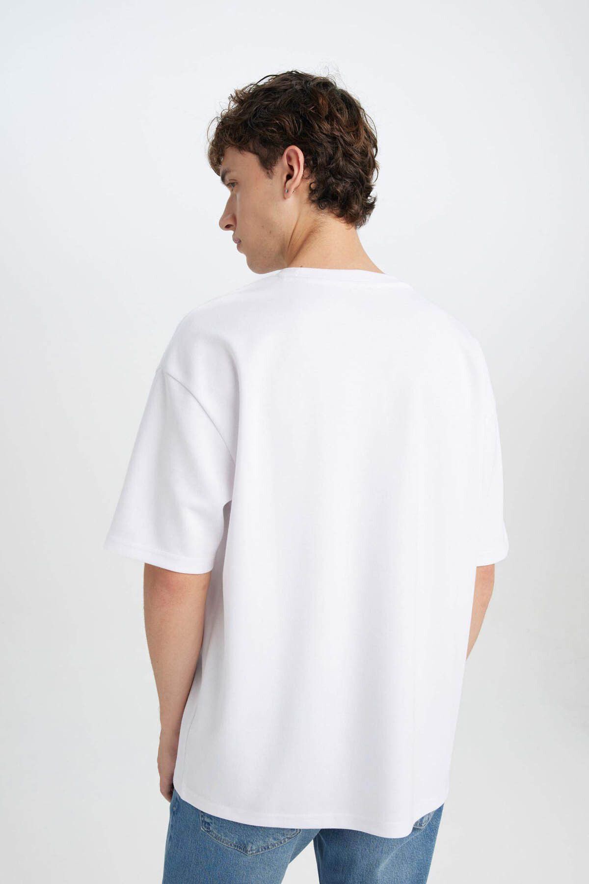 DeFacto-Tricou alb pentru bărbați X3926AZ/WT34 6