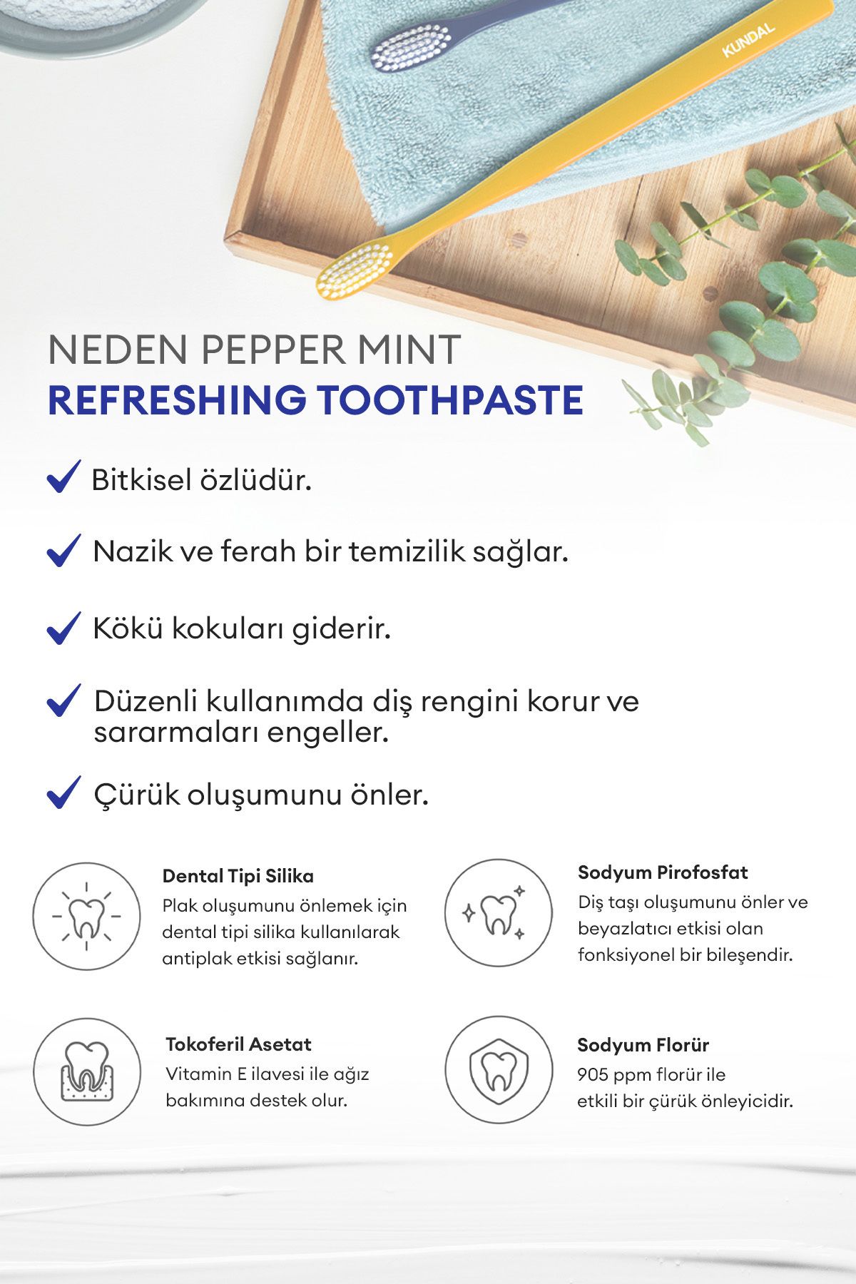 Kundal-Kundal Refreshing Toothpaste Set - Herbal Extract, Refreshing Toothpaste (Pepper Mint), 3 Pieces 2