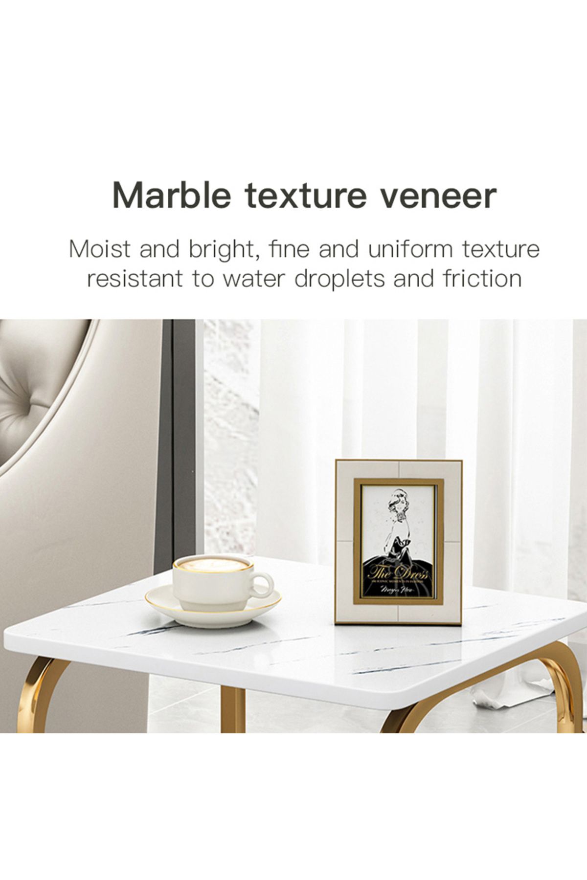 sharpdo-Modern End Table With Storage Basket Sofa Side Table With Marble Design For Living Room 4
