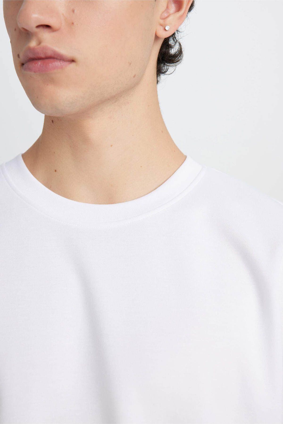DeFacto-Tricou alb pentru bărbați X3926AZ/WT34 5