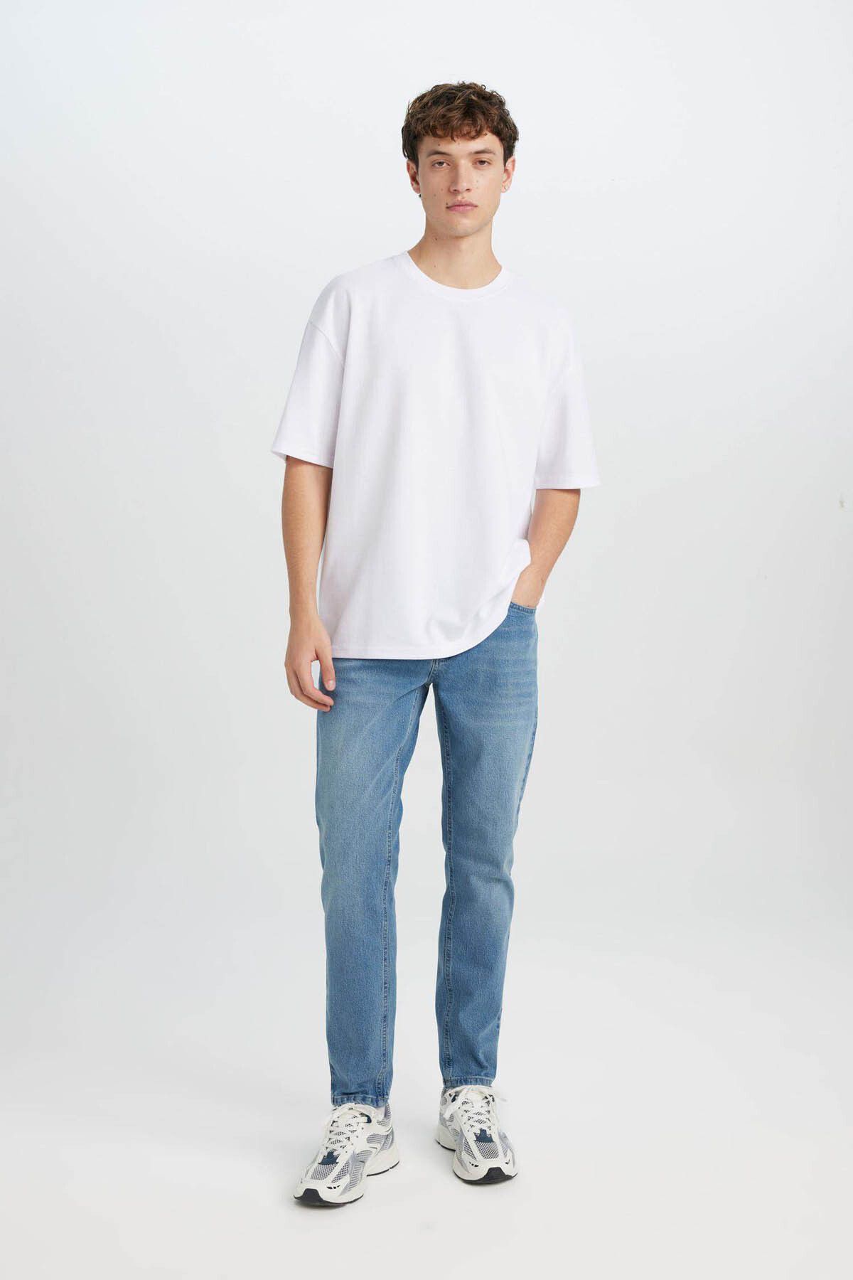 DeFacto-Tricou alb pentru bărbați X3926AZ/WT34 2