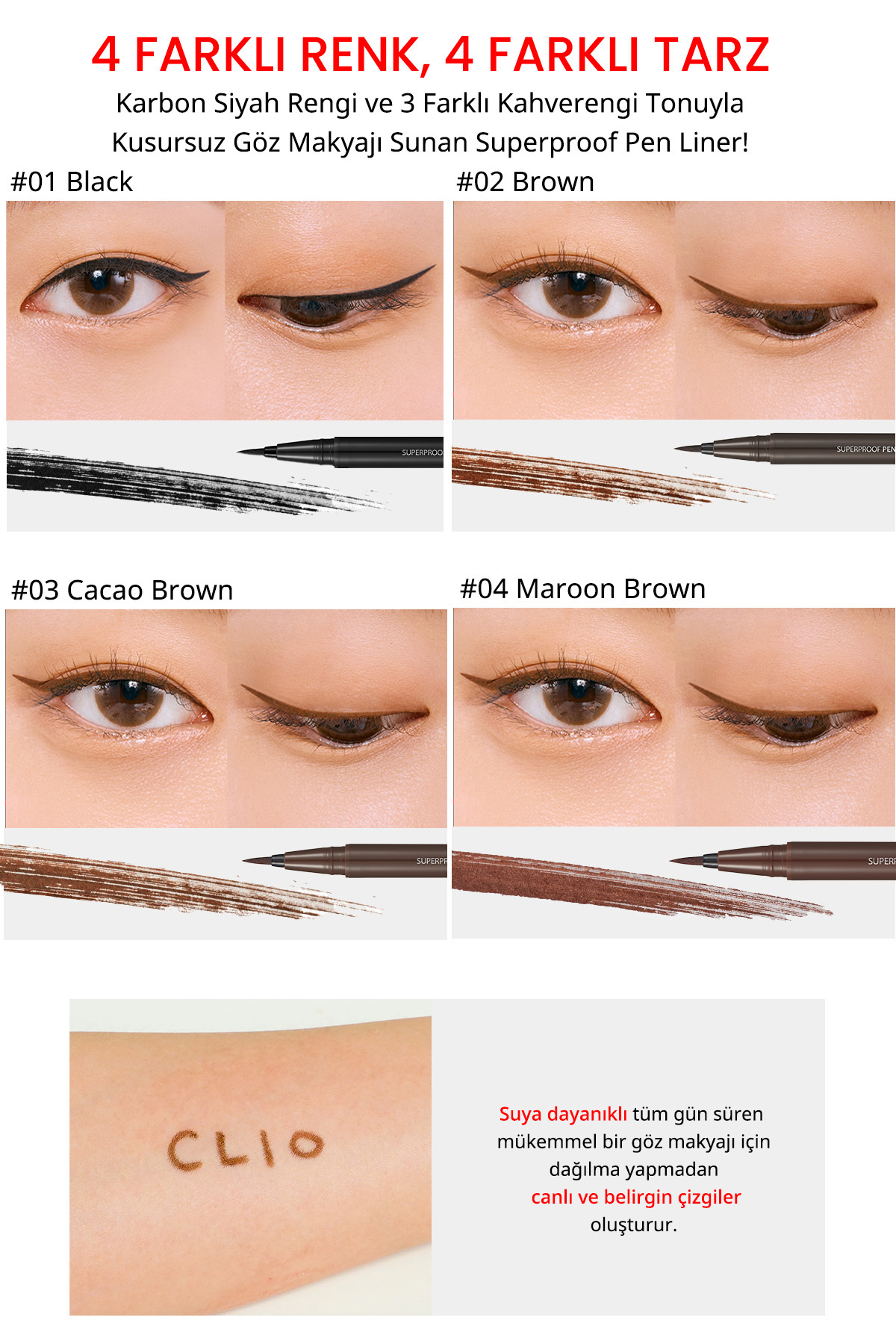 Sünger Uçlu, Suya Dayanıklı Kalem Eyeliner CLIO Superproof Pen Liner Kill Black (01 Black) — مشکی 6824 — تصویر 4 از 6
