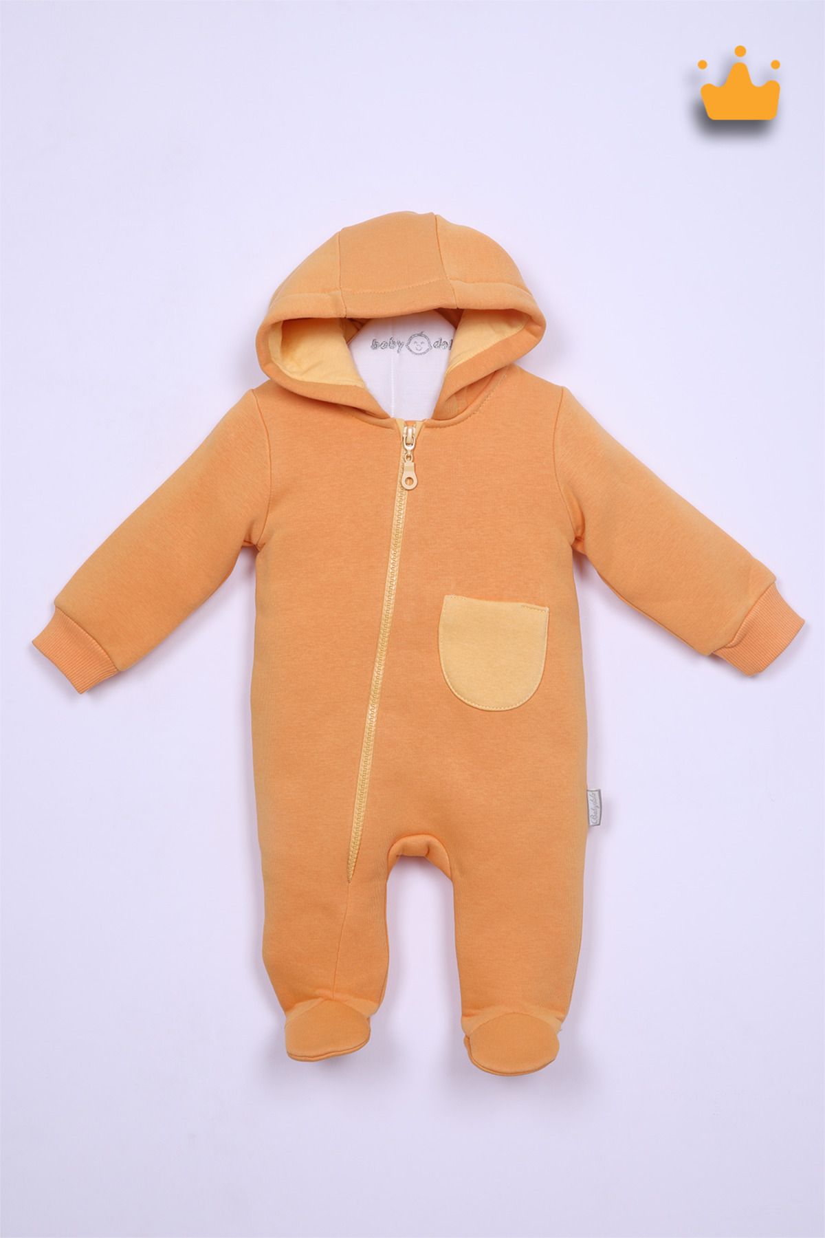 Babydola-بذلة شتوية بغطاء للرأس للفتيات والأولاد بعمر 0-3 سنوات مع جيب وسحاب جانبي وشريط 13530 1