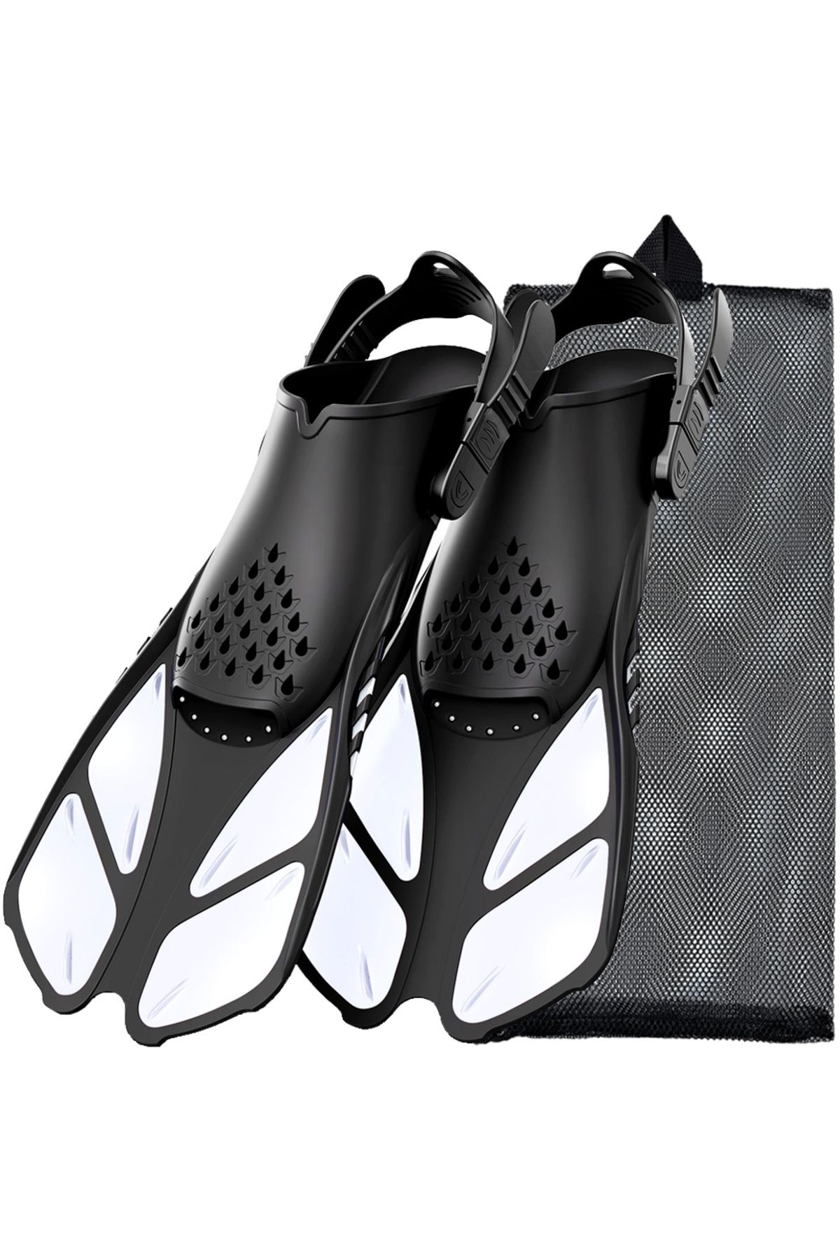 Choice-L/XL White Snorkel Fins Adjustable Buckles Swimming Flippers Short Silicone Scuba Diving Shoes Open 1