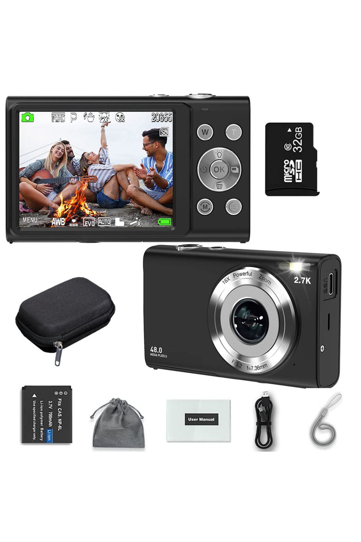 Choice-B-32g Card-bag 4k Digital Camera Autofocus Vlogging Camera Hd 48mp With 2.8" Large Screen Camcorder 1