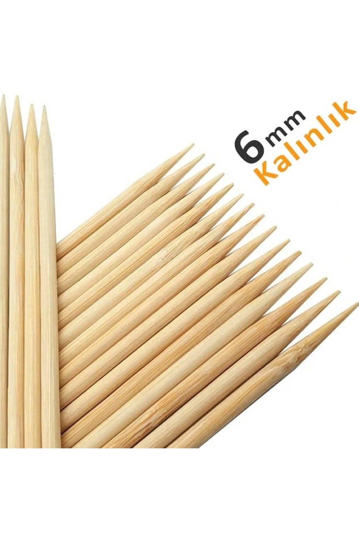 Hayal Sepeti Bambu 6mm Kalın Ahşap Çöp Şiş Çubuğu 40 Cm - 20 Adet
