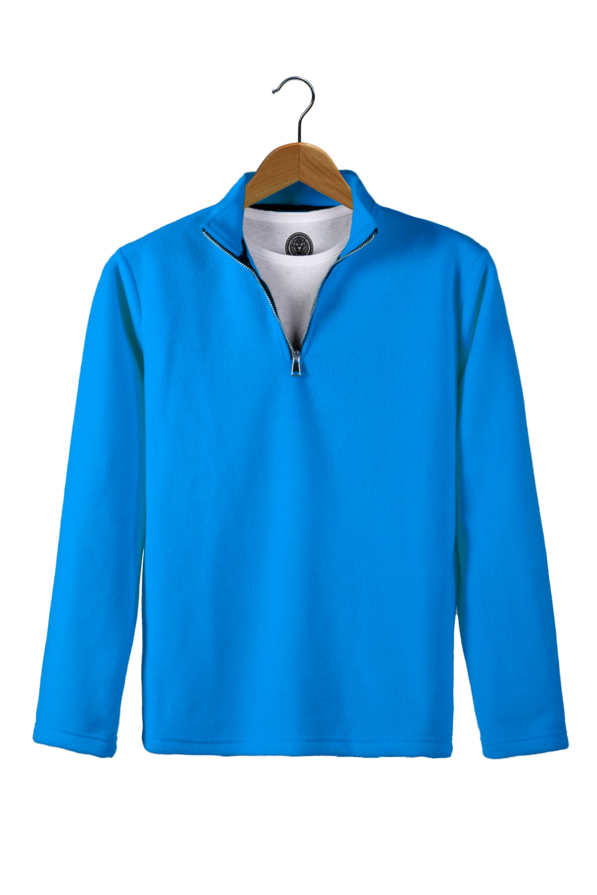 Mavi Yarım Fermuarlı Regular Kalıp Dik Yaka Polar Sweatshirt — آبی ADG24PLR210824