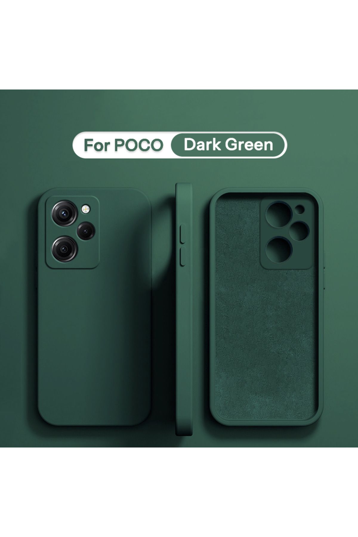 Choice-جراب حماية من السيليكون السائل باللون الأخضر الداكن لهاتف POCO X5 Pro لهاتف Xiaomi POCO F5 X5 X3 M3 M4 X4 Pro NFC 1