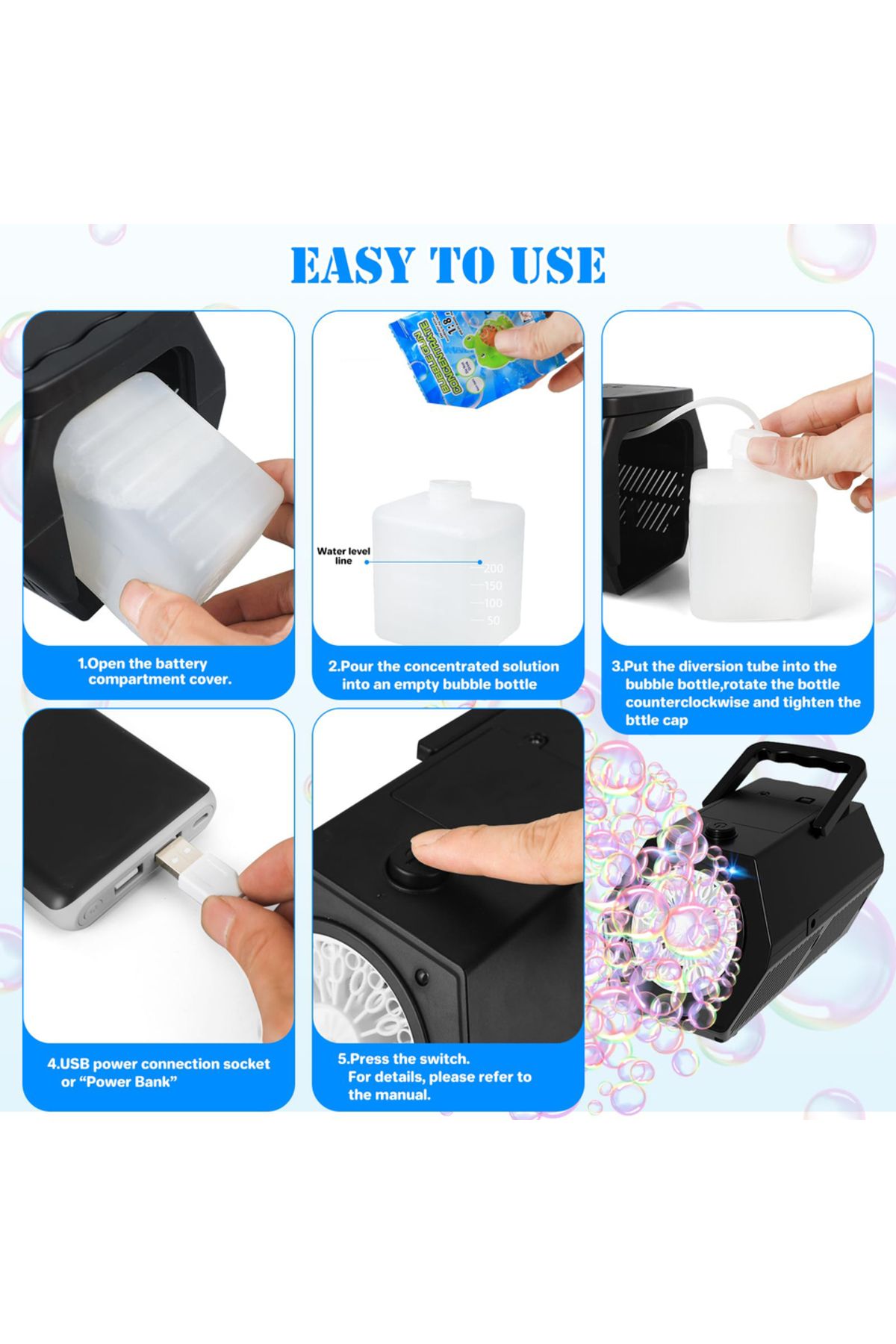 Choice-WHITE Upgrade Bubble Machine Automatic Bubble Blower with 2 Speed Levels 6