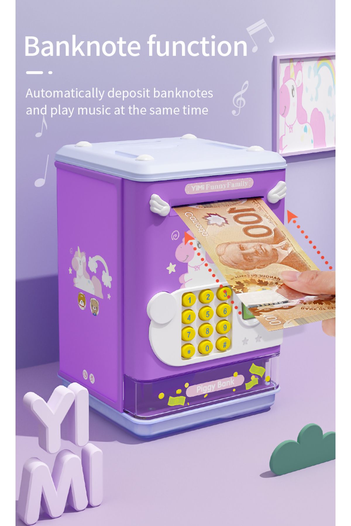 Choice-Piggy Bank Piggy Bank Toy Electronic Mini ATM Savings Machine with Personal Password & Fingerprint U 1