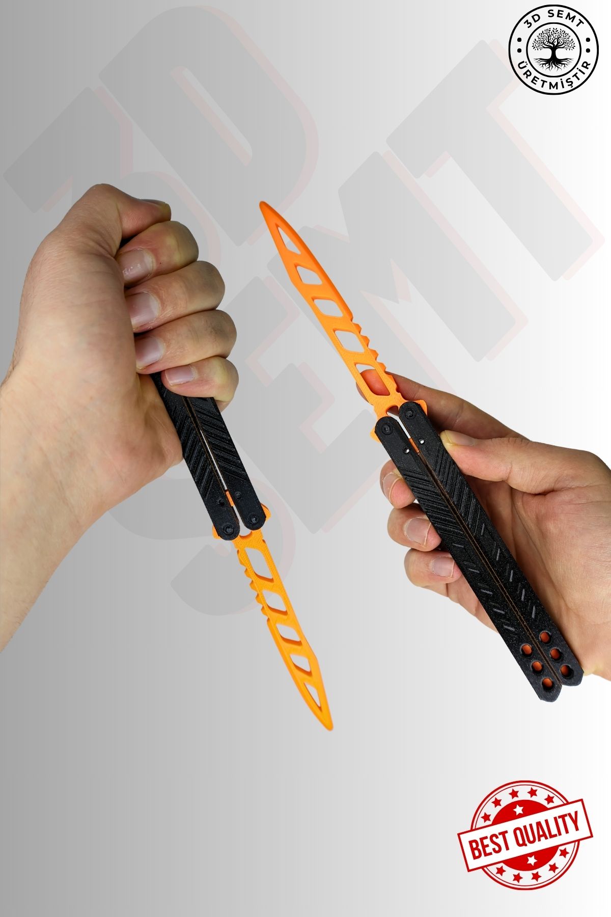 3DSEMT Plastik Antreman Kelebeği | Butterfly Knife | Dayanıklı Eğitim Aleti | Turuncu Ve Kolay Kullanım