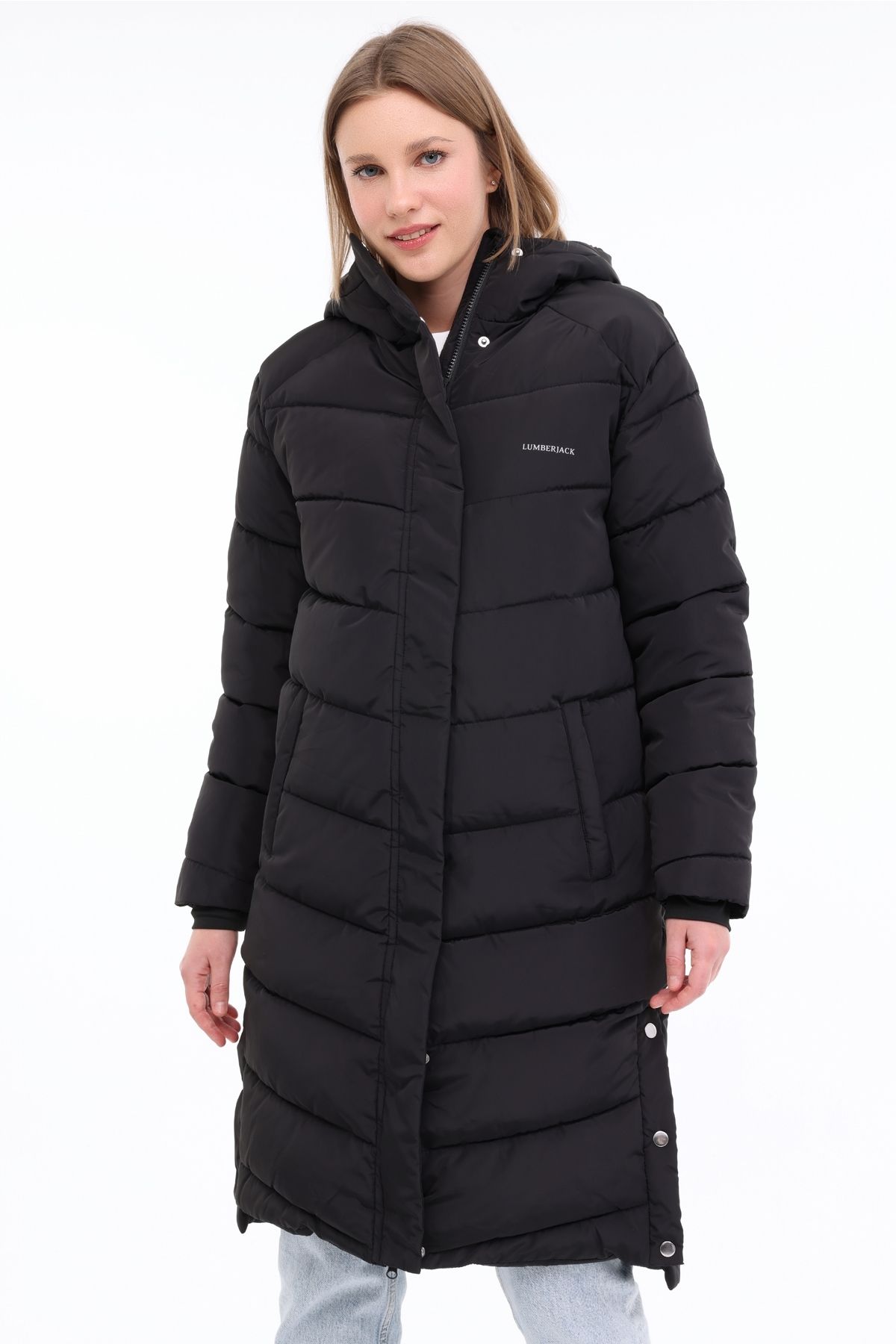 lumberjack-Wl Ulrika 3Ukr102 4Pr Black Women's Long Coat 1