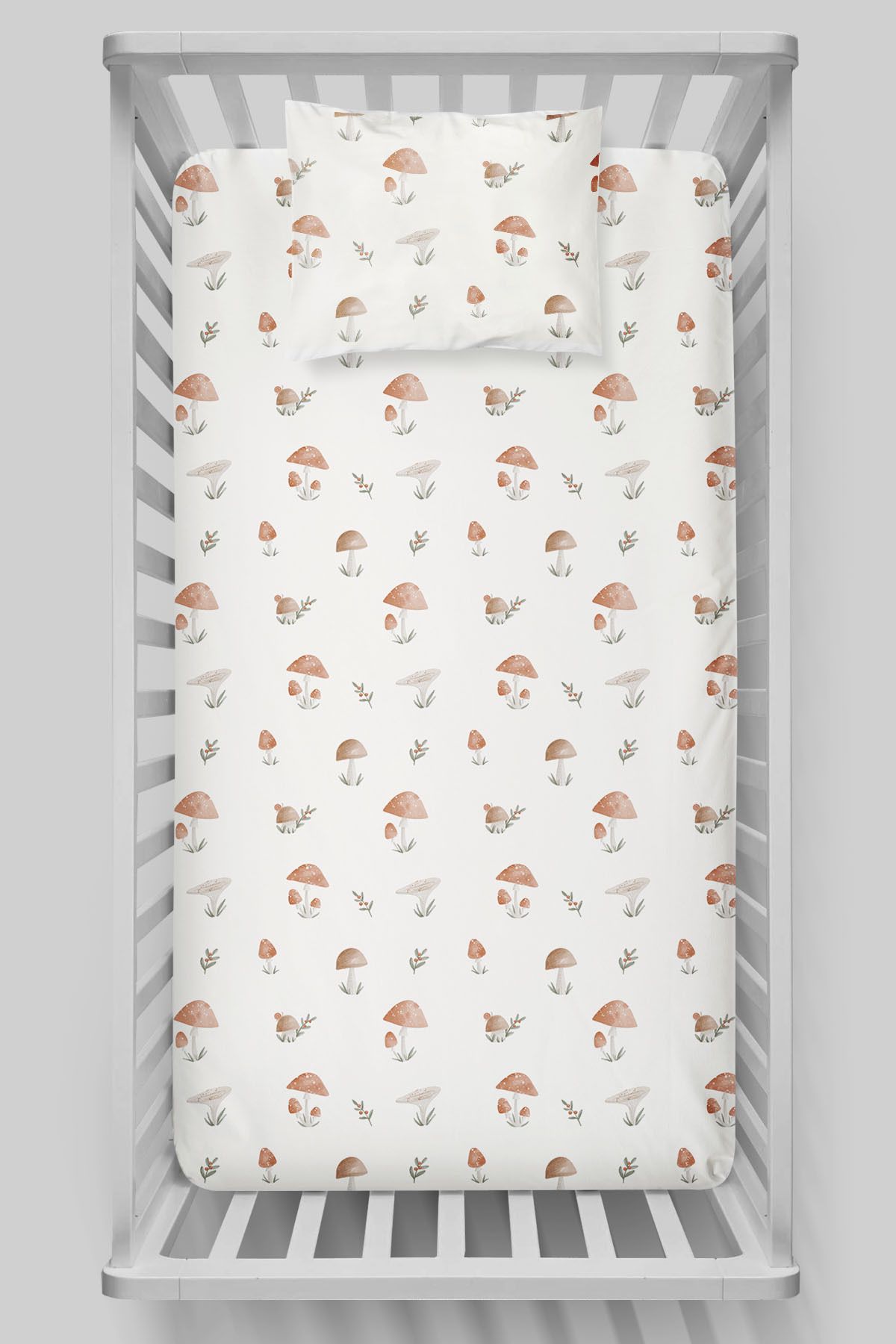 Markkombin-Organic Baby Size Fitted Sheet Set - Natural Mushrooms 3