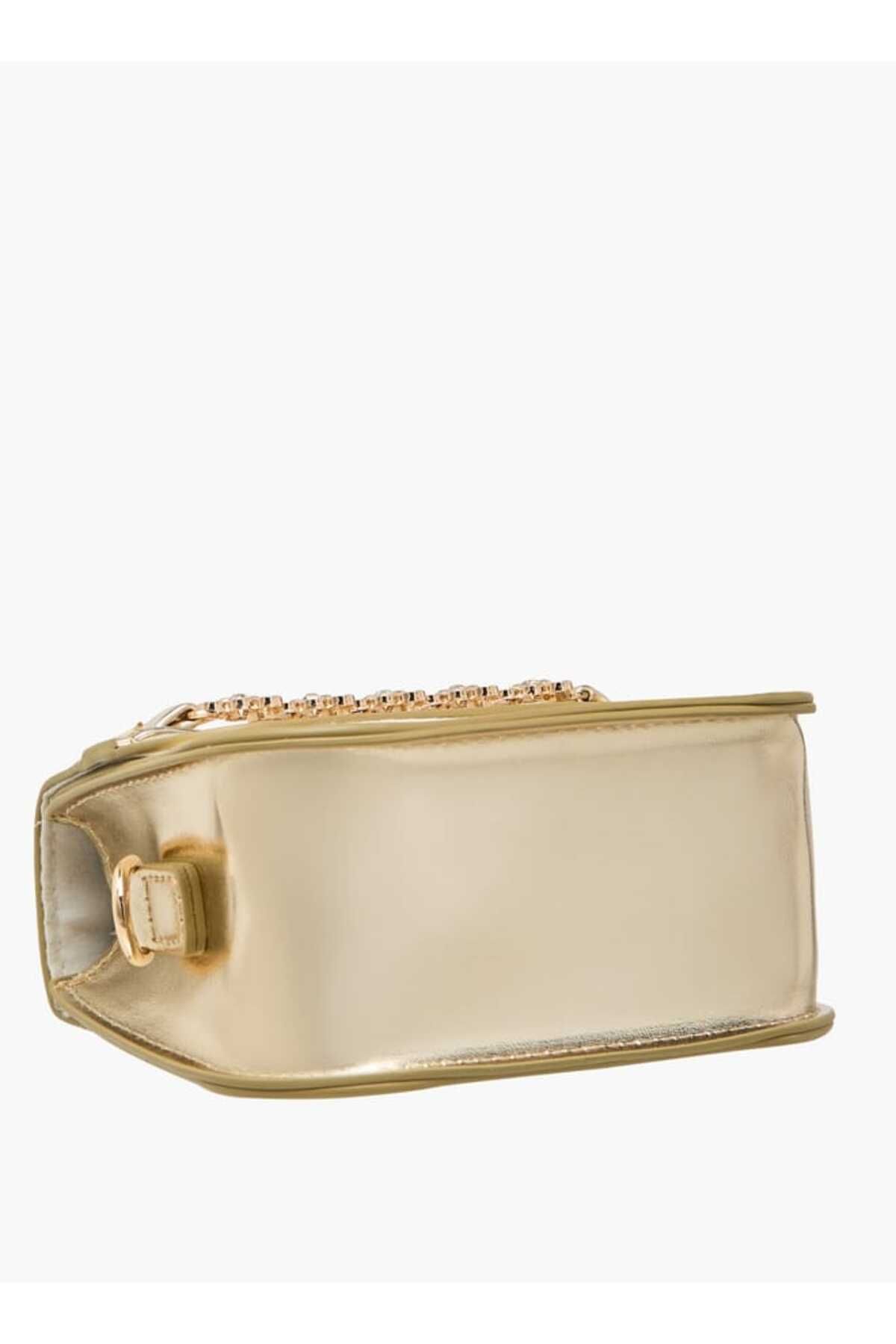 Little Missy-Embellished Crossbody Bag with Detachable Chain Strap and Button Closure 5