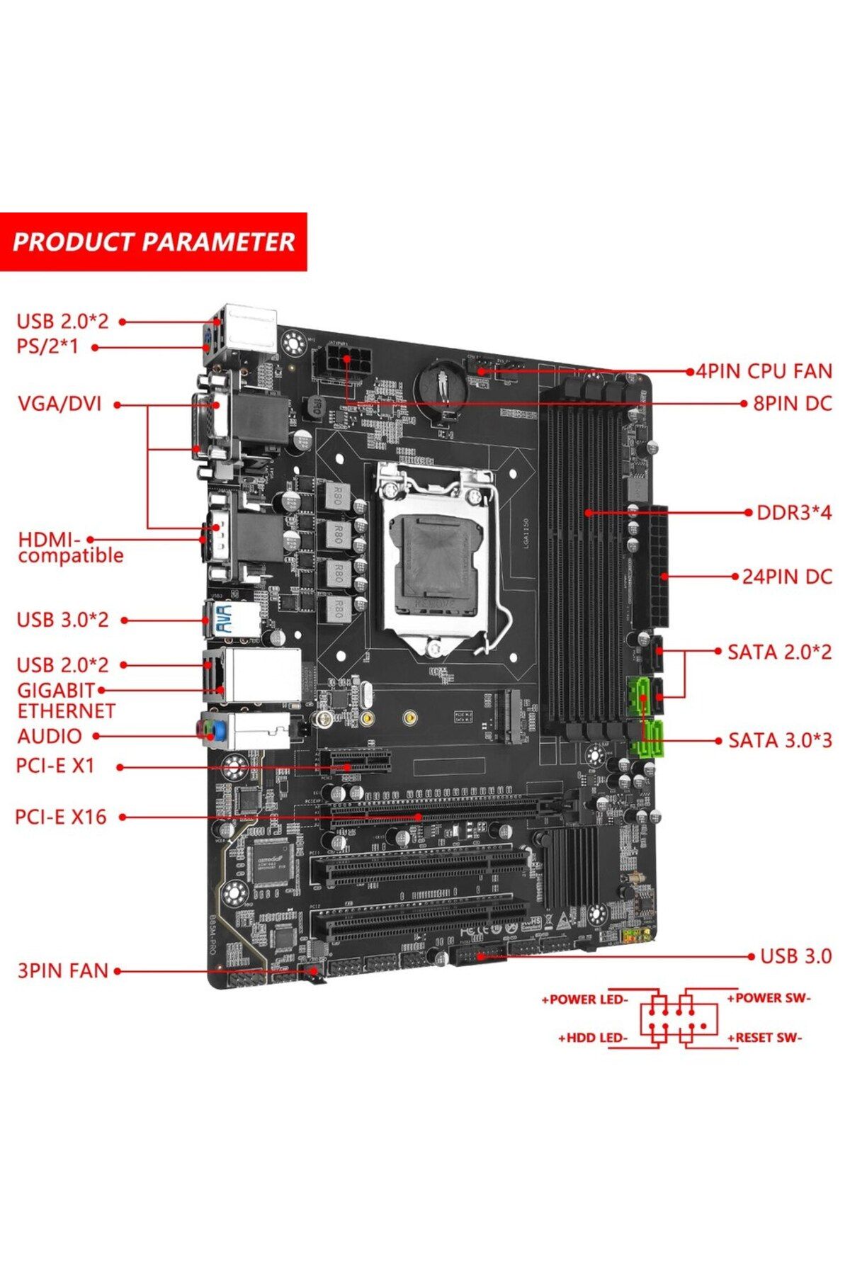 Choice-Motherboards MACHINIST B85M PRO Motherboard For LGA 1150 Intel Core I3 I5 I7 CPU Support DDR3 RAM Me 2