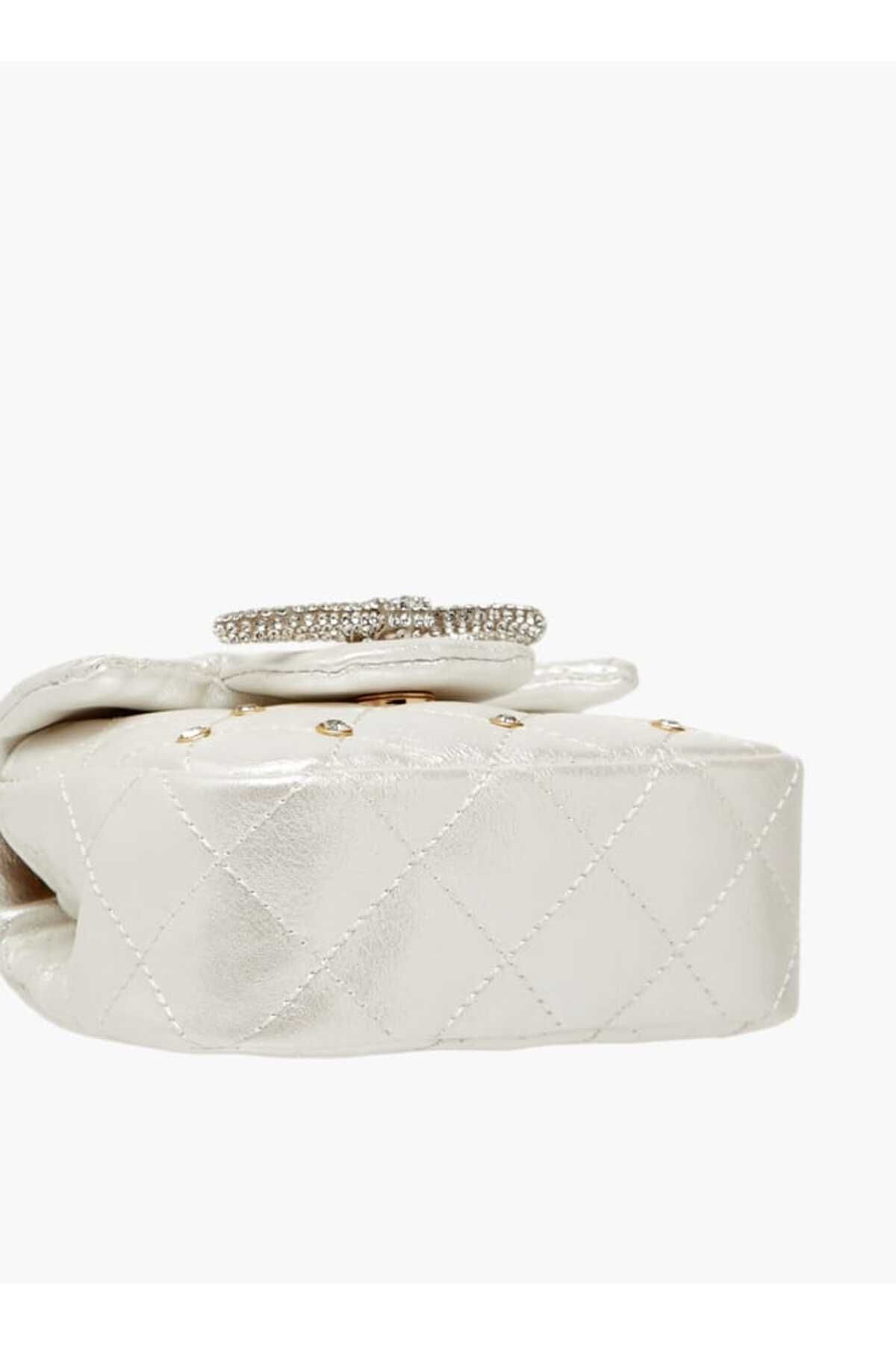Little Missy-Embellished Crossbody Bag with Chain Strap and Button Closure 5