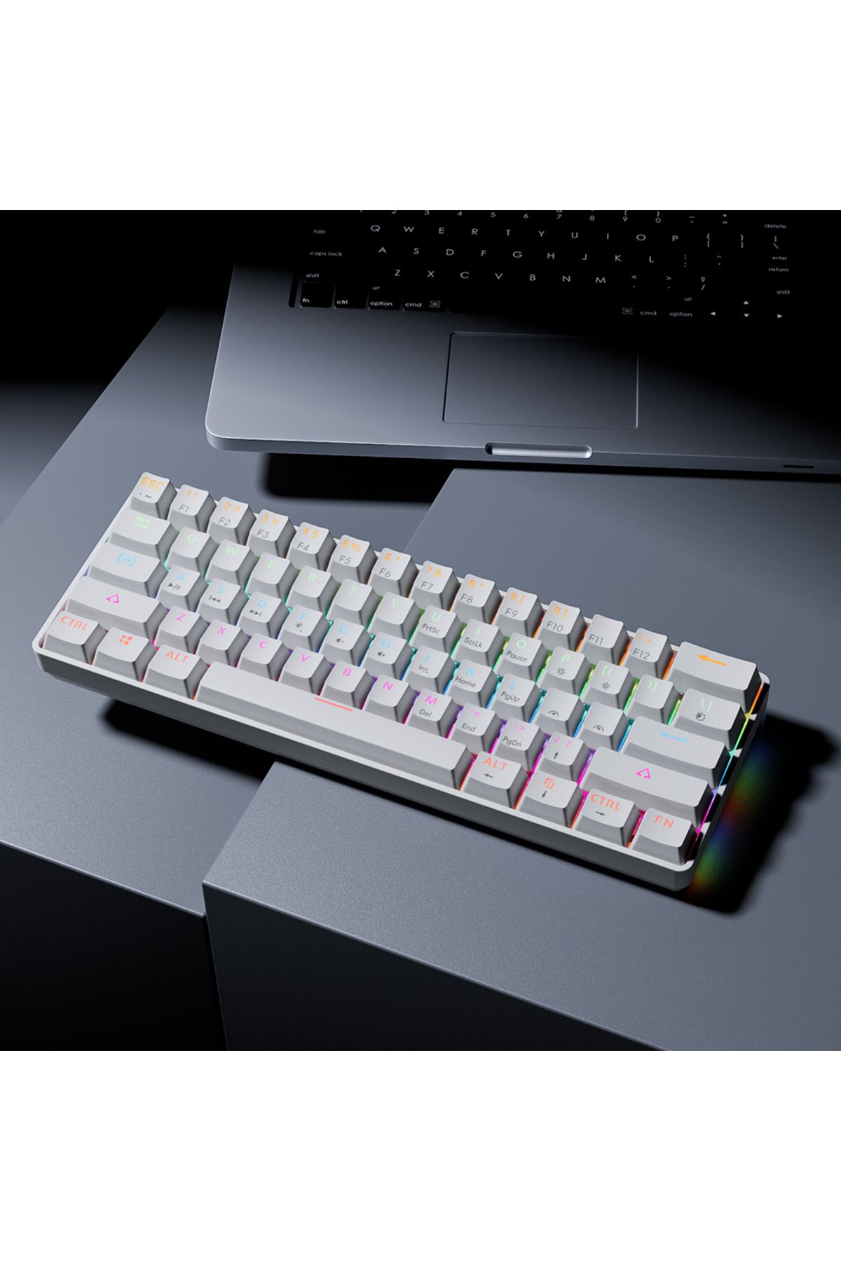 MUCAI-Red Switch MK61-white MUCAI MKA610 RGB USB Mini Mechanical Keyboard Red Switch 61 Key Wired Computer 1