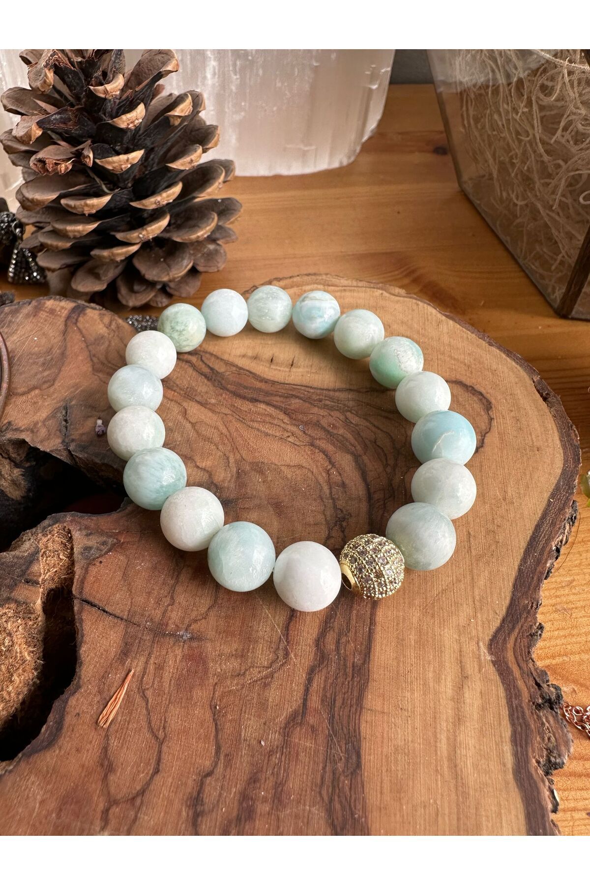 parze doğaltaş-Hemimorphite Natural Stone Bracelet 10 mm 2