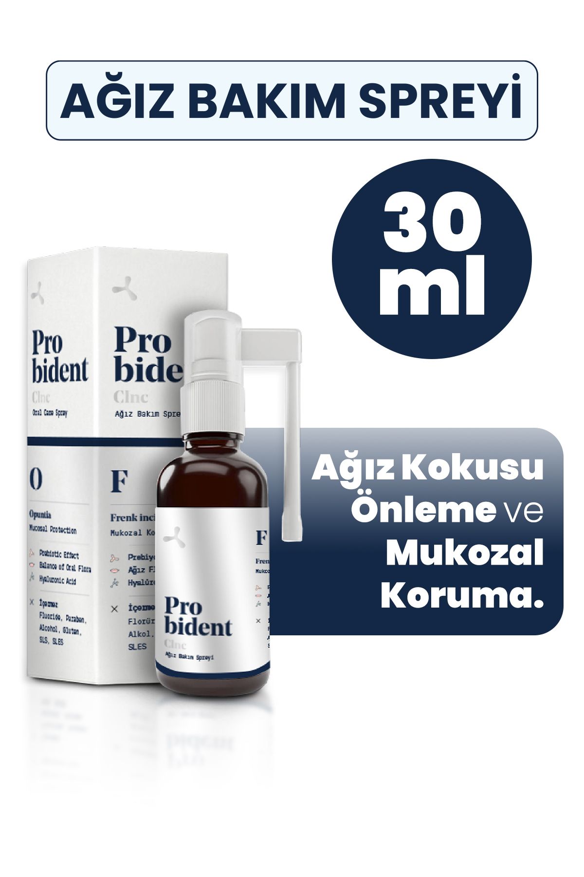 Probident Clinic Onarıcı Hyalüronik Asit içeren Ağız Bakım Spreyi İmplant-Ağız Yaraları için