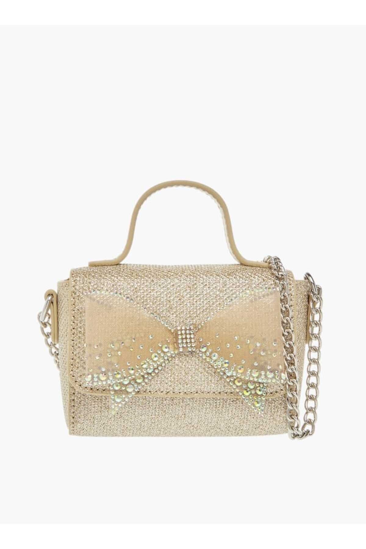Little Missy-Bow Accent Crossbody Bag with Chain Strap and Button Closure 1