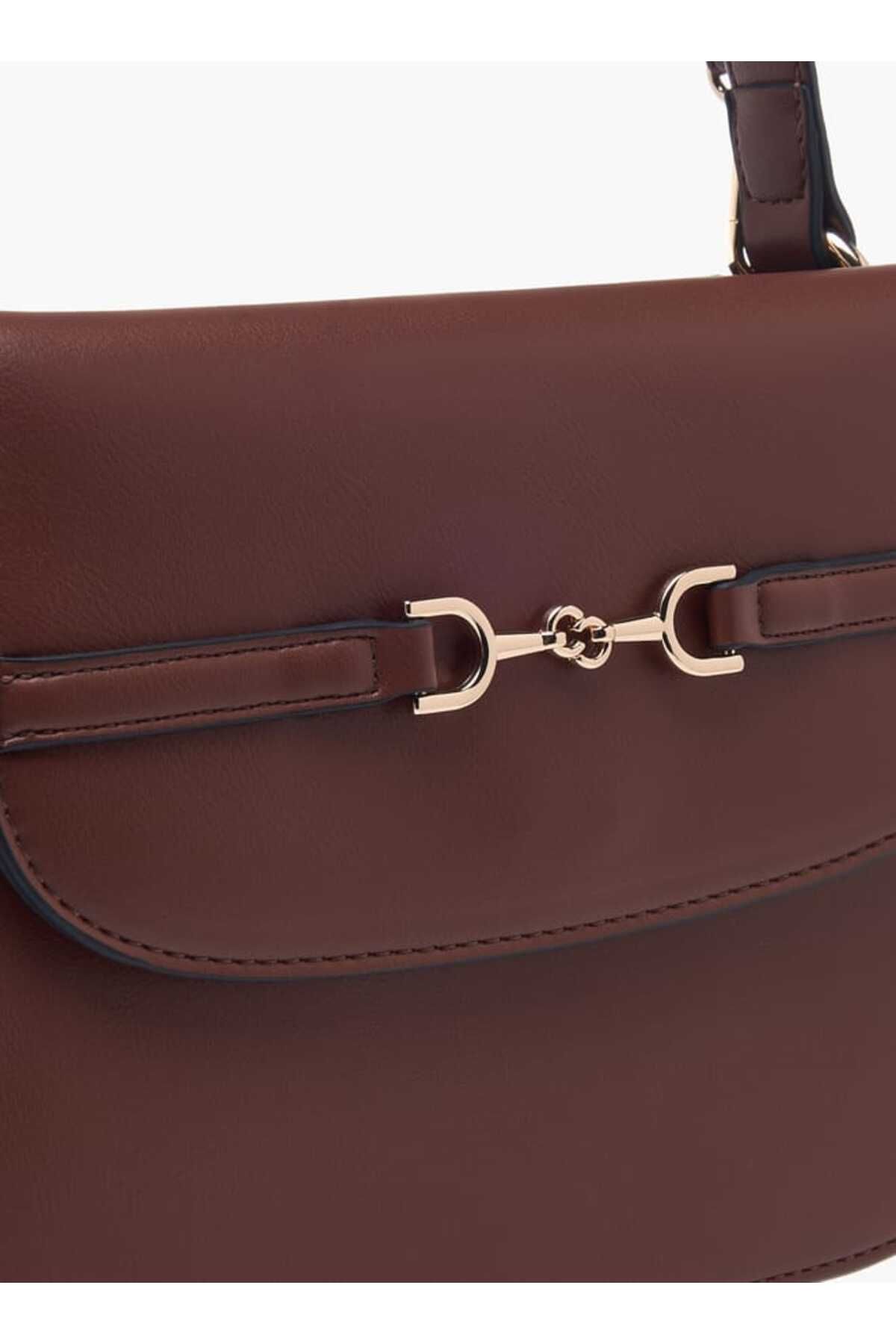 Celeste-Solid Satchel Bag with Adjustable Strap and Button Closure 4