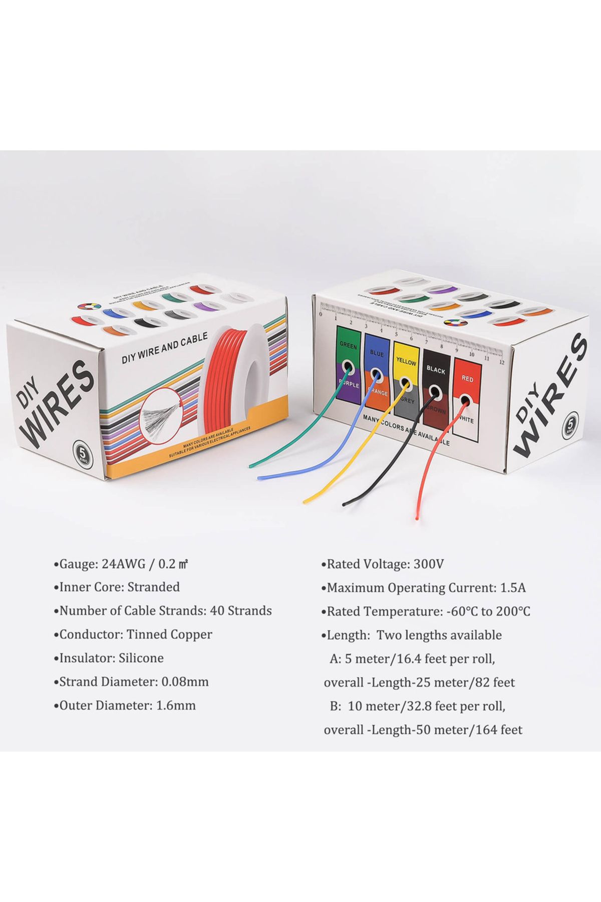 Choice-24 AWG Stranded Electrical Wire 24 Gauge Tinned Copper Wires Flexible Silicone Electric Hookup Wi... 2