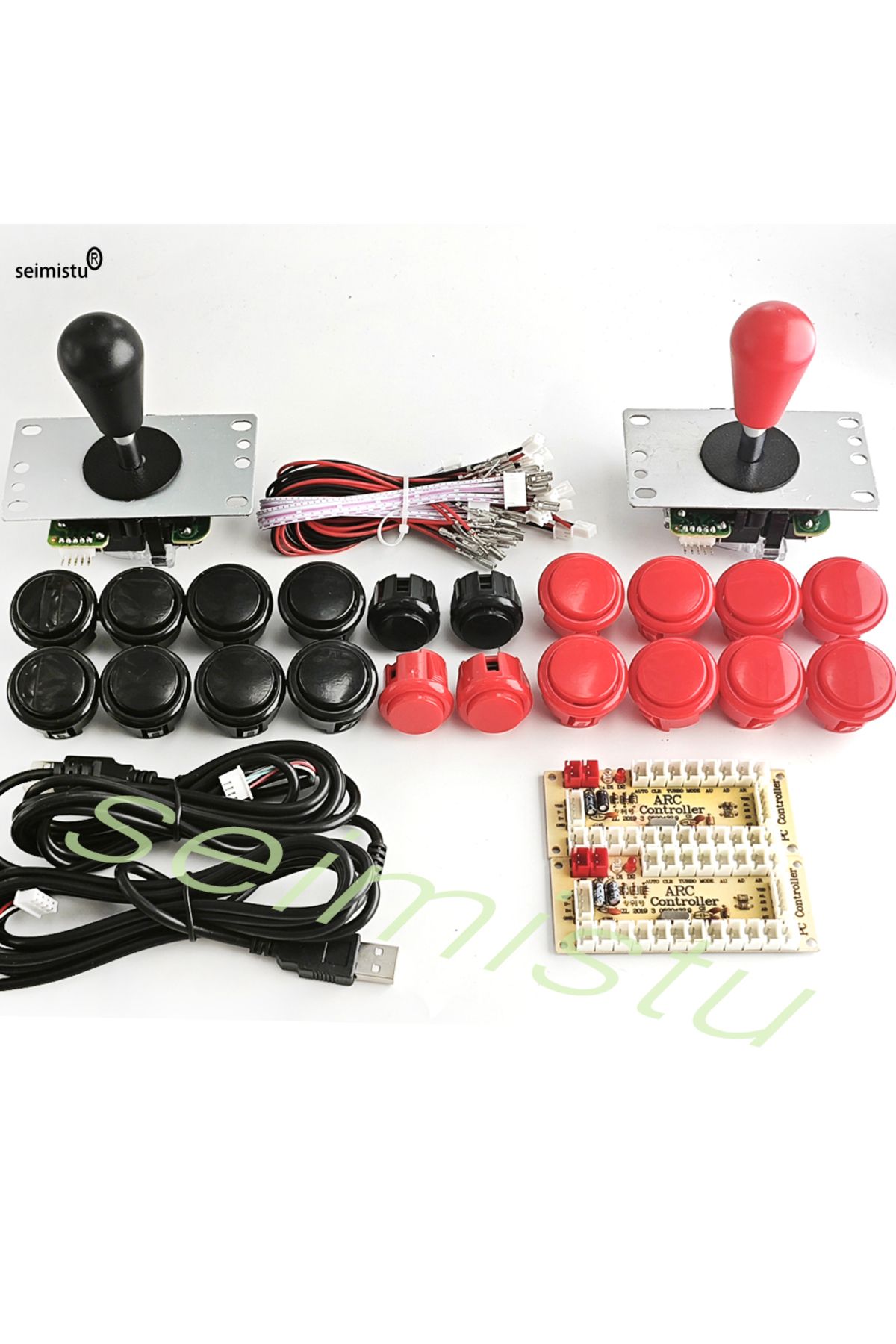 Choice-2 player-red-black ARCADE Joystick Copy SANWA Game Machine Arcade Console DIY Kit Push Buttons For P 1