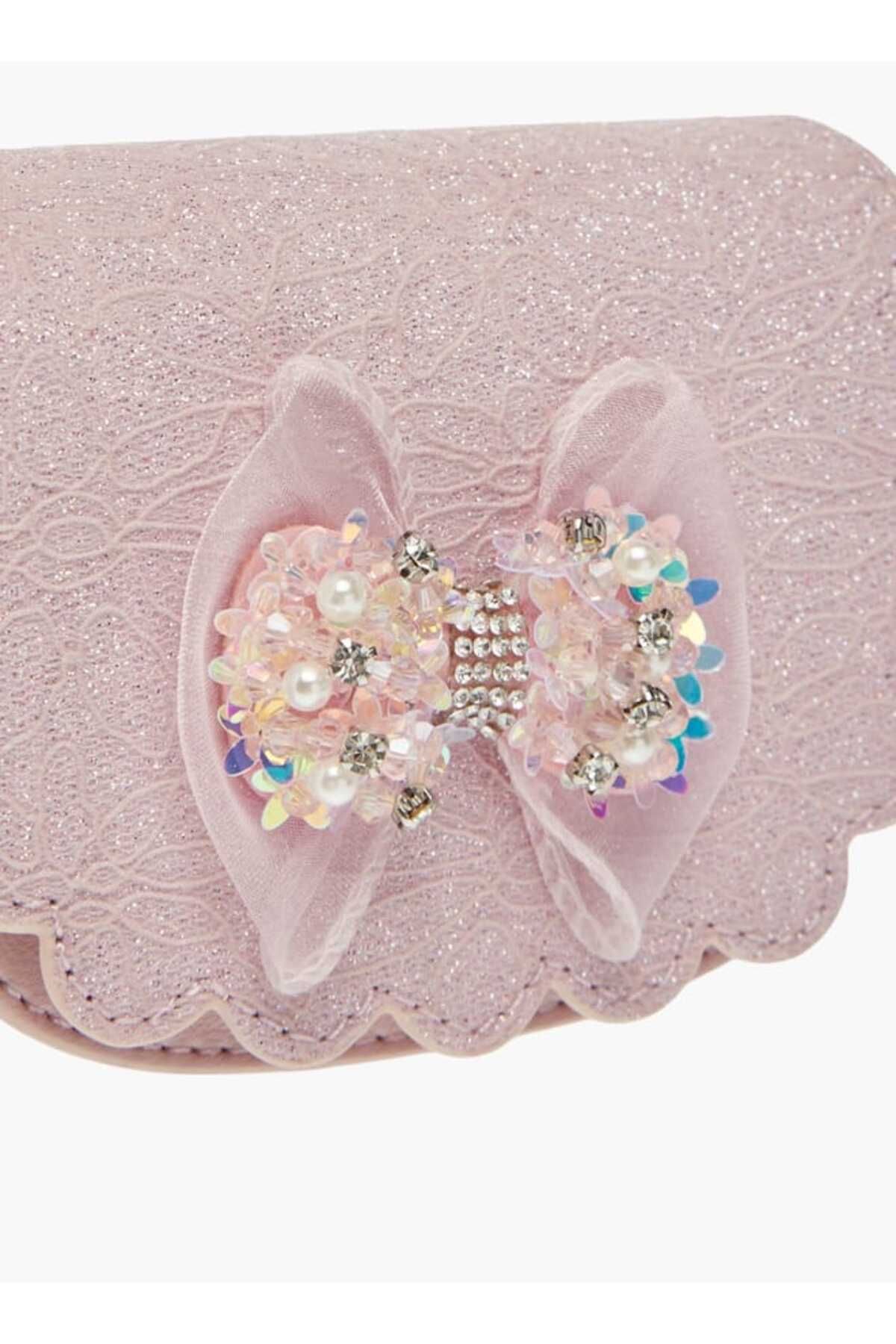 Little Missy-Bow Accent Crossbody Bag with Chain Strap and Button Closure 4
