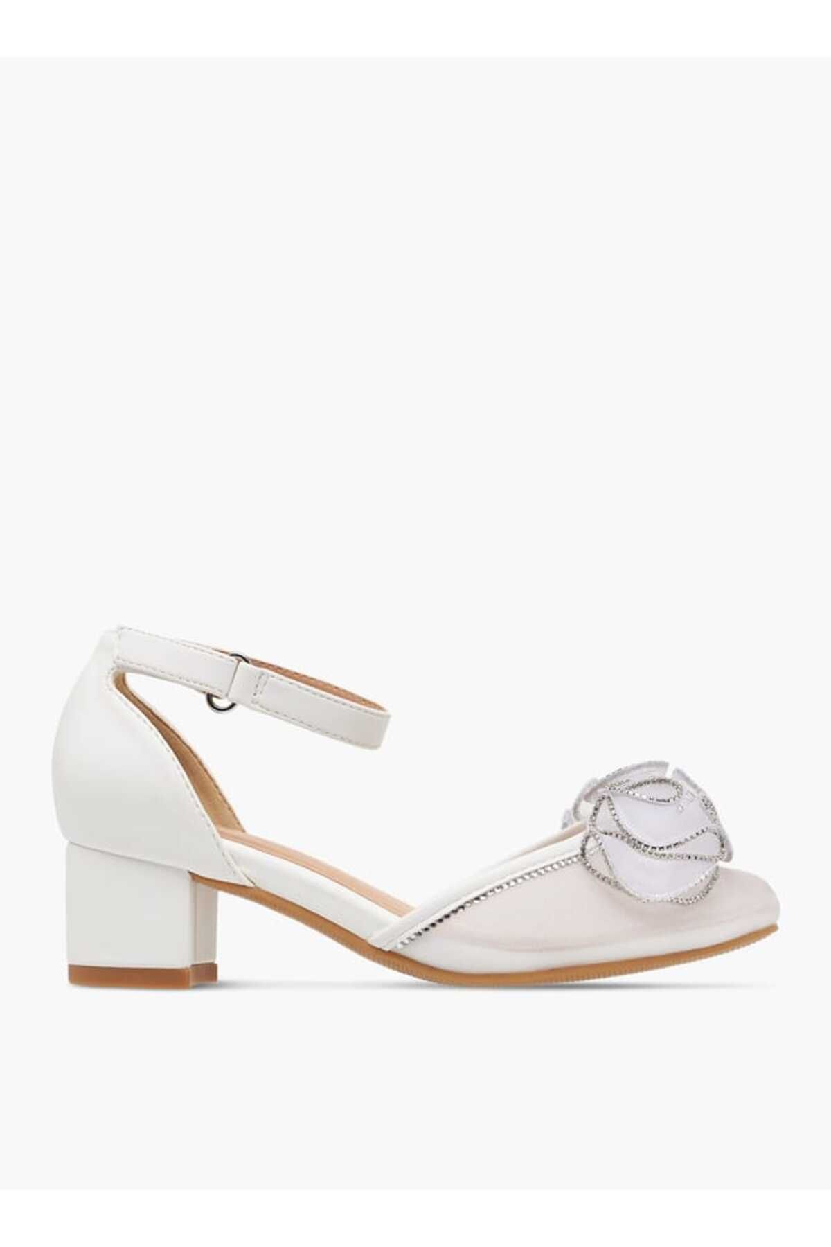 Celeste-Girl's Embellished Block Heeled Sandals with Hook and Loop Closure 3