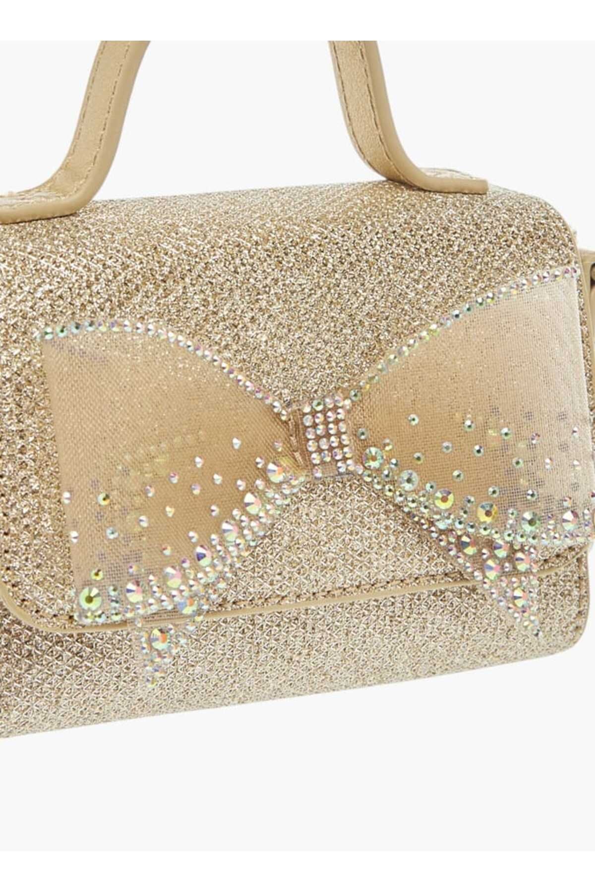 Little Missy-Bow Accent Crossbody Bag with Chain Strap and Button Closure 4