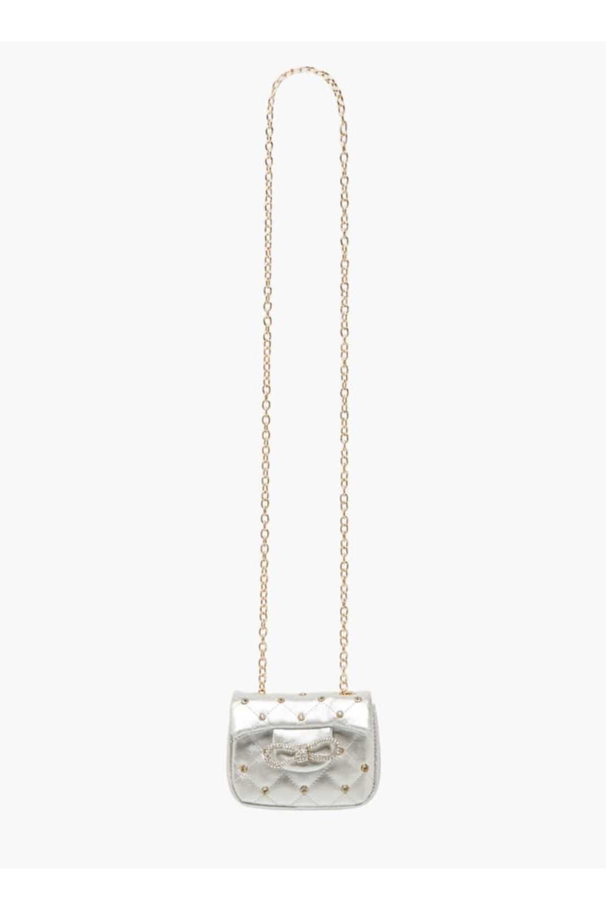 Little Missy-Embellished Crossbody Bag with Chain Strap and Button Closure 2