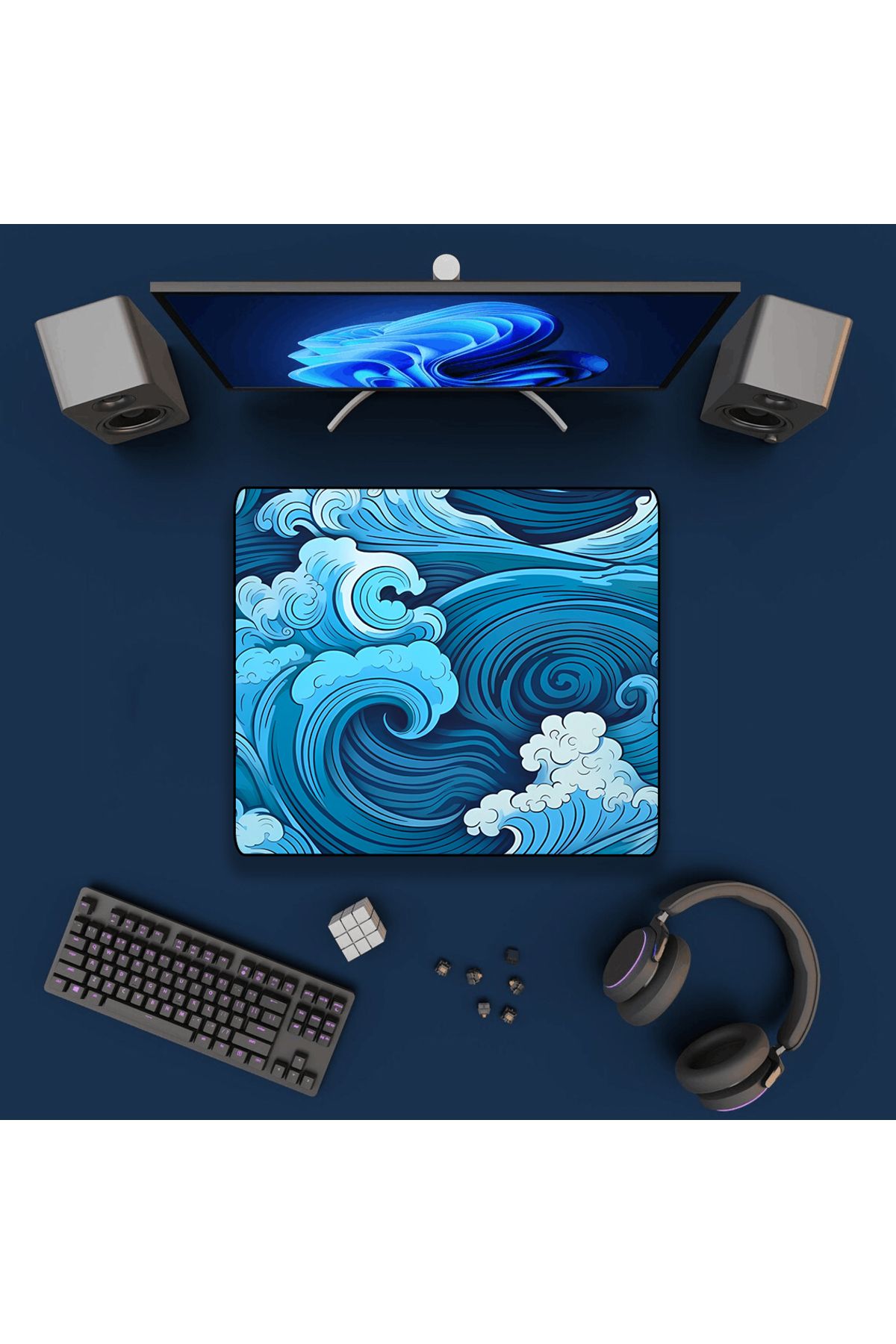 Laumango-250 x 290 mm Aesthetic Desk Mat Art Japanese Great Waves XXL Gaming Mouse Pad Blue Mousepad 900x400 1