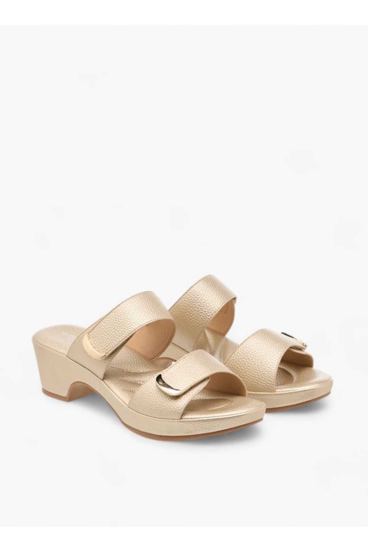 Flora Bella by Shoexpress-Flora Bella Textured Slip-On Sandals with Block Heel 1