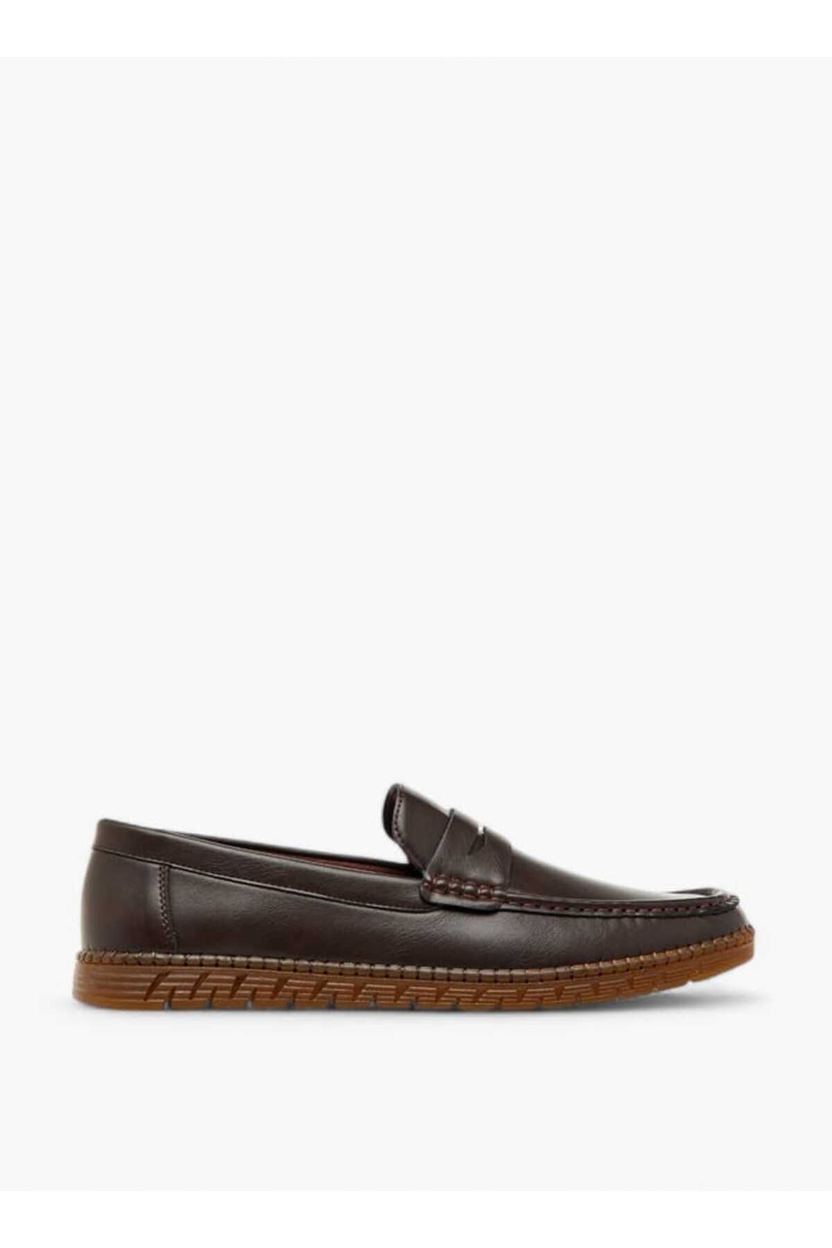 LBL by Shoexpress-Textured Slip-On Loafers with Cutout Detail 3