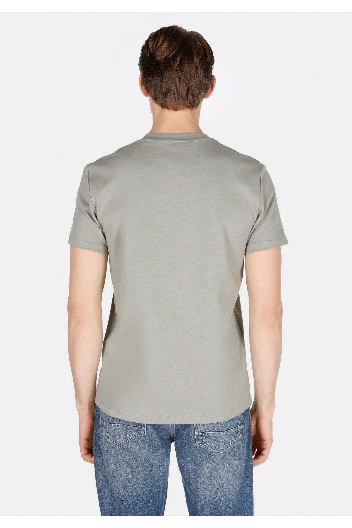 Colin's-Regular Fit Round Neck Plain Men's Green Short Sleeve T-Shirt 2