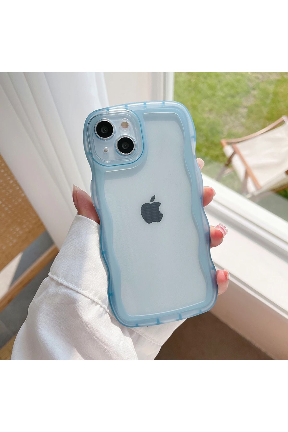BSN-iPhone 14 Plus Blue For iPhone 15 14 13 12 11 Pro Max Mini XS SE 7 8 Plus Case Cute Transparent Curl 1