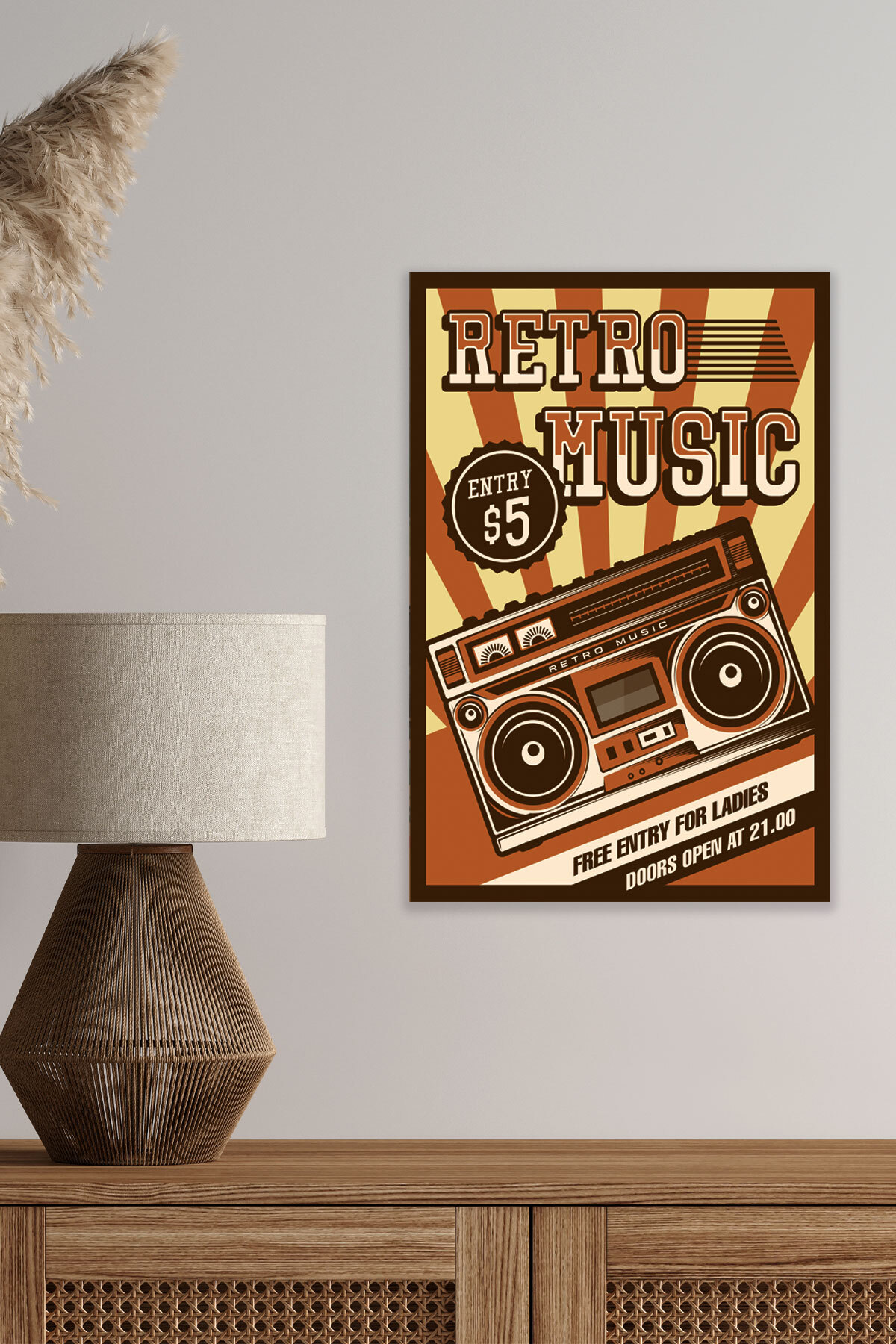 qoeuyl boutique Retro Seksenler Müzik Ev Dekorasyon Wall Art No:3