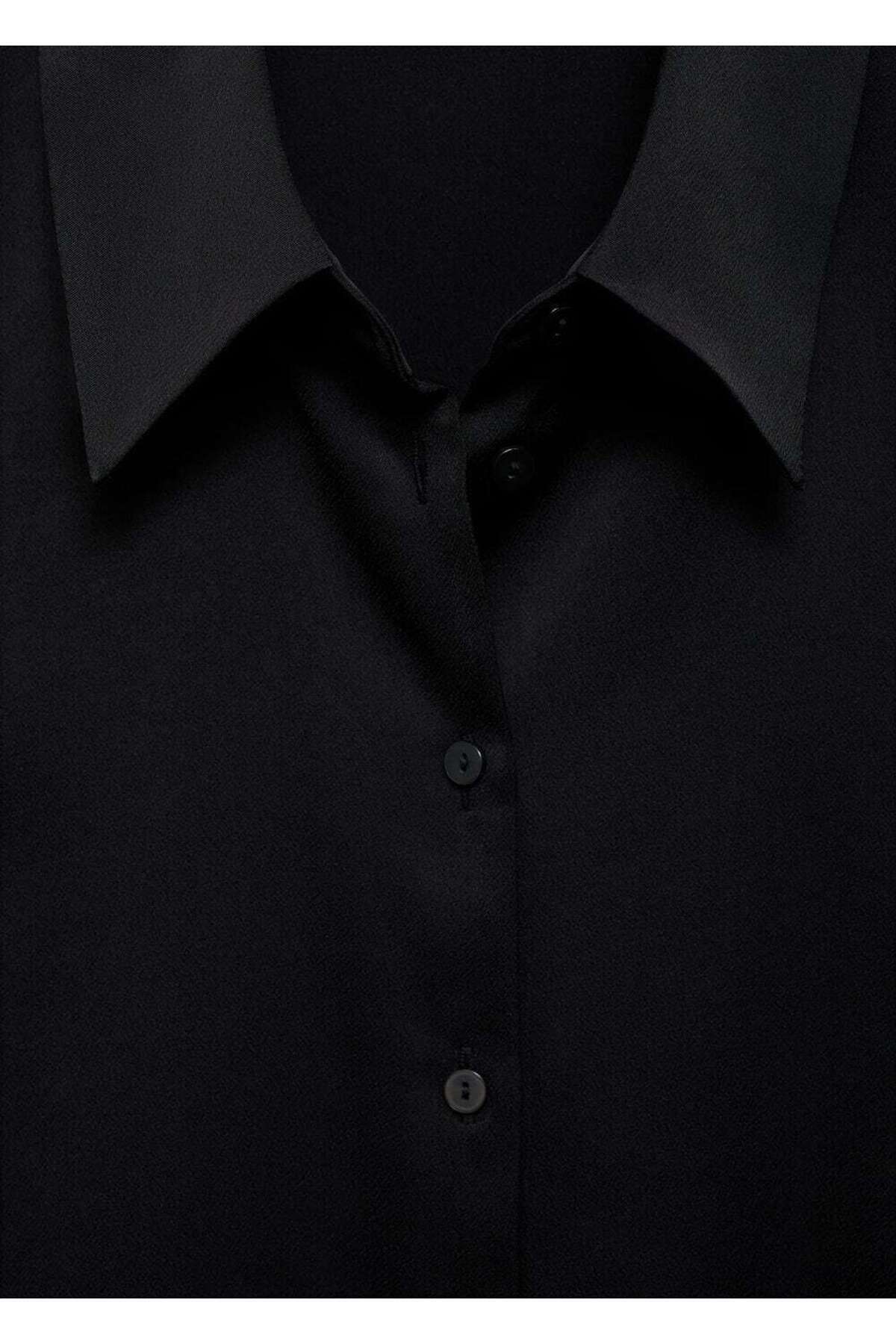 MANGO Woman-Satin draped shirt 7