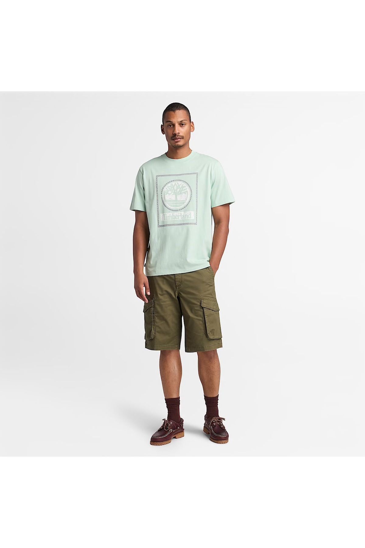 Timberland-Logo Printed Men's Green T-Shirt 2