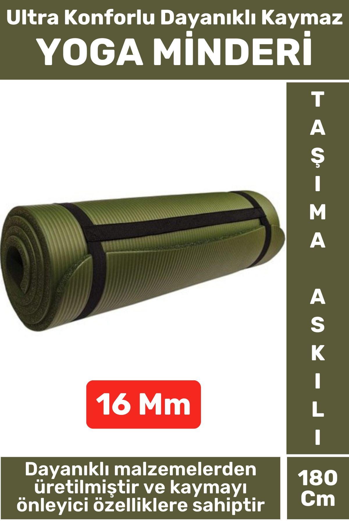 Wintoup Premium Dayanıklı Konforlu Kaymaz Fitness Yoga Aerobik Meditasyon PİLATES MİNDERİ 16 Mm