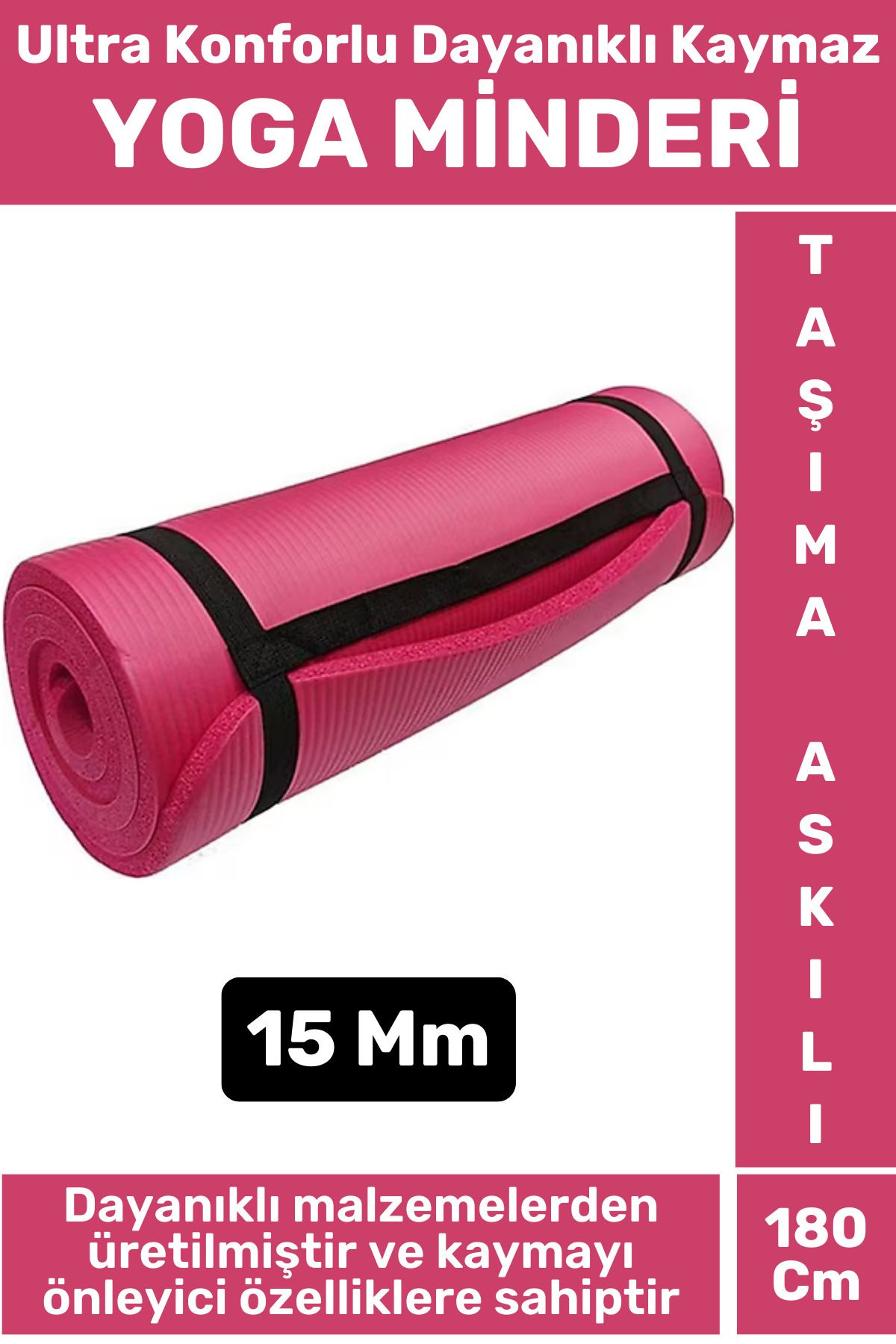 Wintoup Premium Dayanıklı Konforlu Kaymaz Fitness Yoga Aerobik Meditasyon PİLATES MİNDERİ 15 Mm