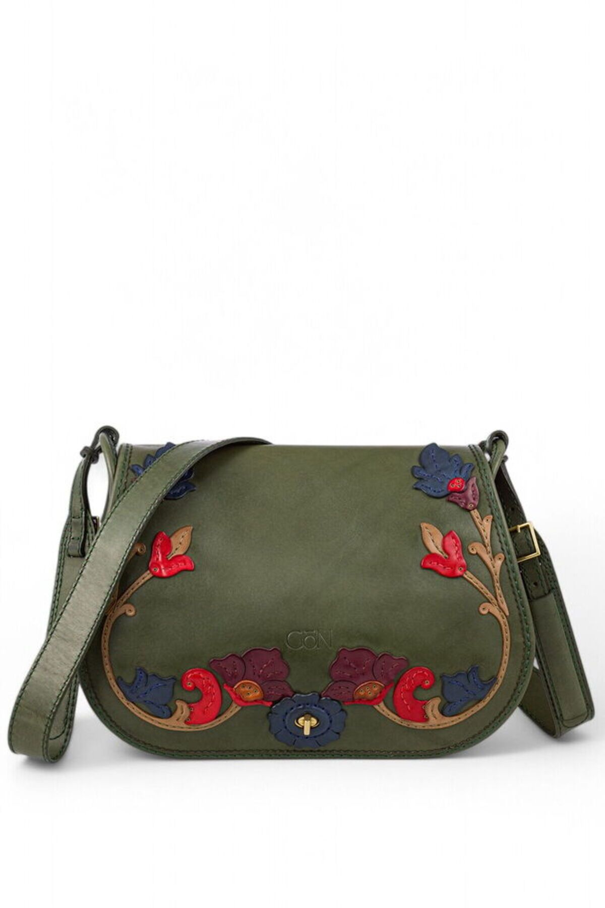 GÖN-Gön Rasa Green Leather/Colorful Women's Crossbody Bag 065 Rasa 1