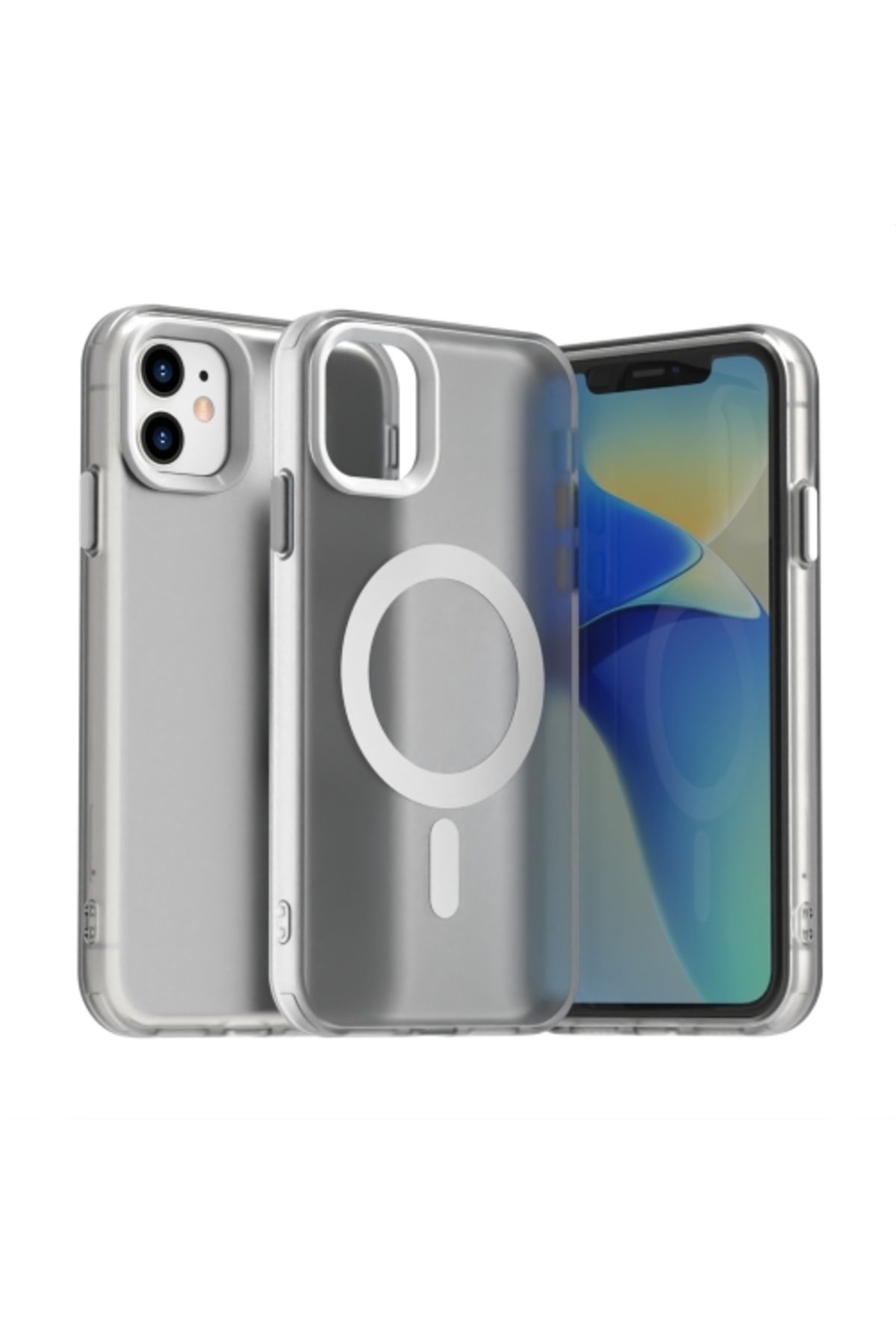 Deppo Trend iPhone 11 Uyumlu Kılıf Buzlu Mat Sararmayan Magsafe İçin Uygun Renkli Manyetik Sert Kapak