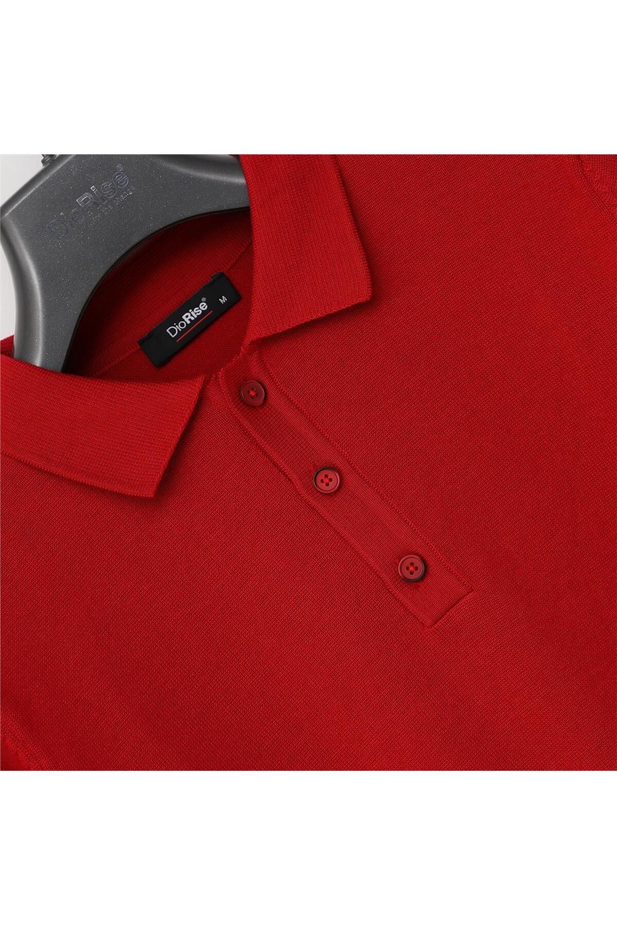 Dio Rise-Men's Polo Knitwear Long Sleeve - M-2Xl Red 2