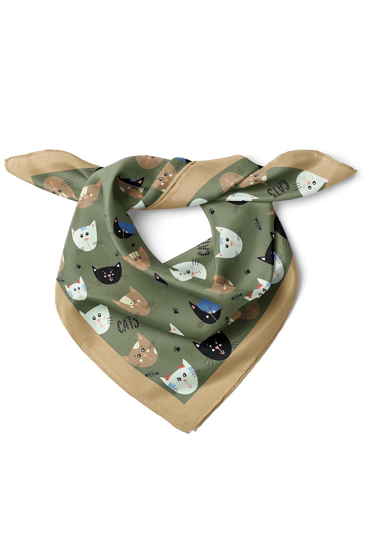 nehir eşarp-Cat Patterned Bandana 1