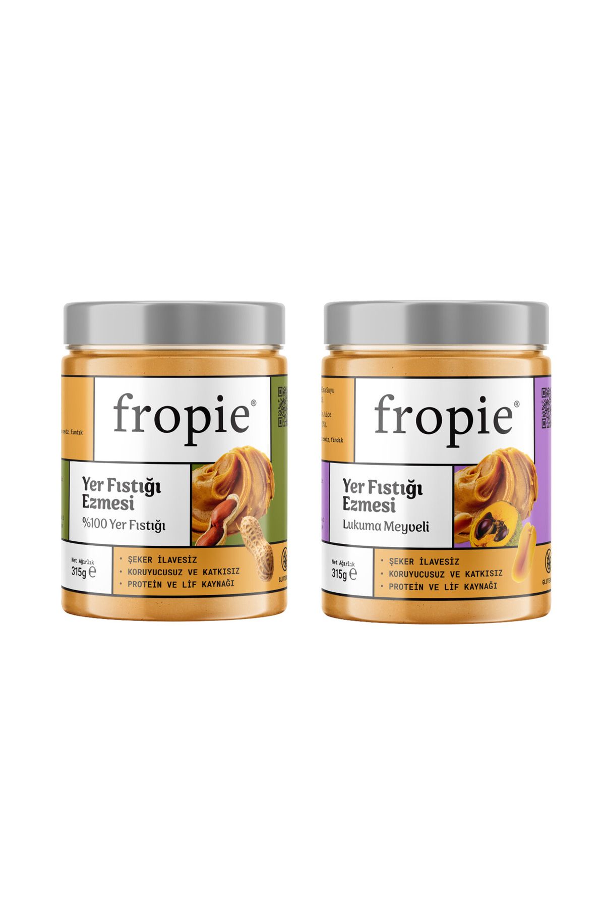 FROPİE Yer Fıstığı Ezmesi Seti %100 Yer Fıstığı & Lukuma Meyveli 315 gr x2