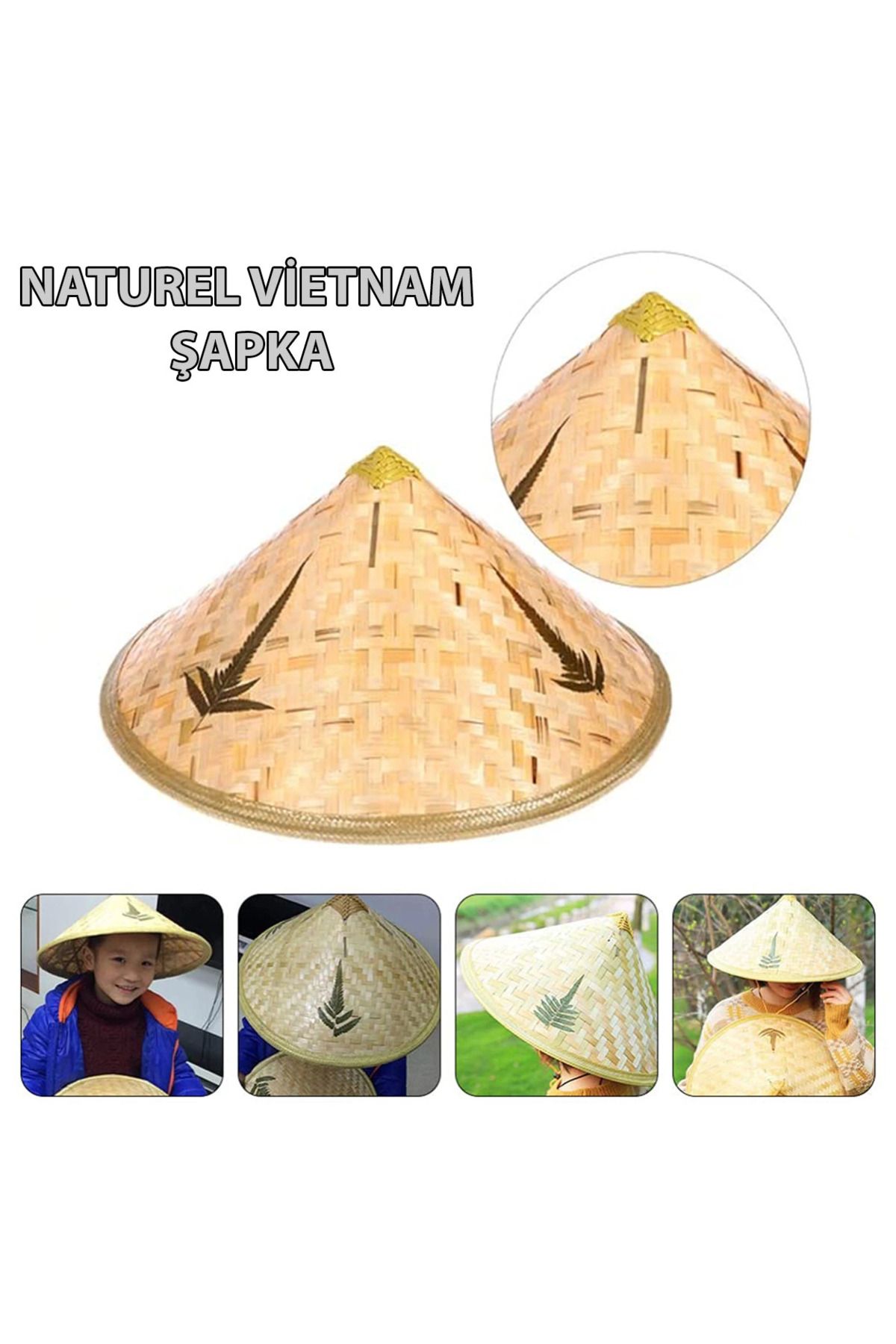 Uyguna Kapında Naturel Renk Cambodia Kamboçyalı Vietnam Şapkası Pvc Hasır - SVU2860-4110