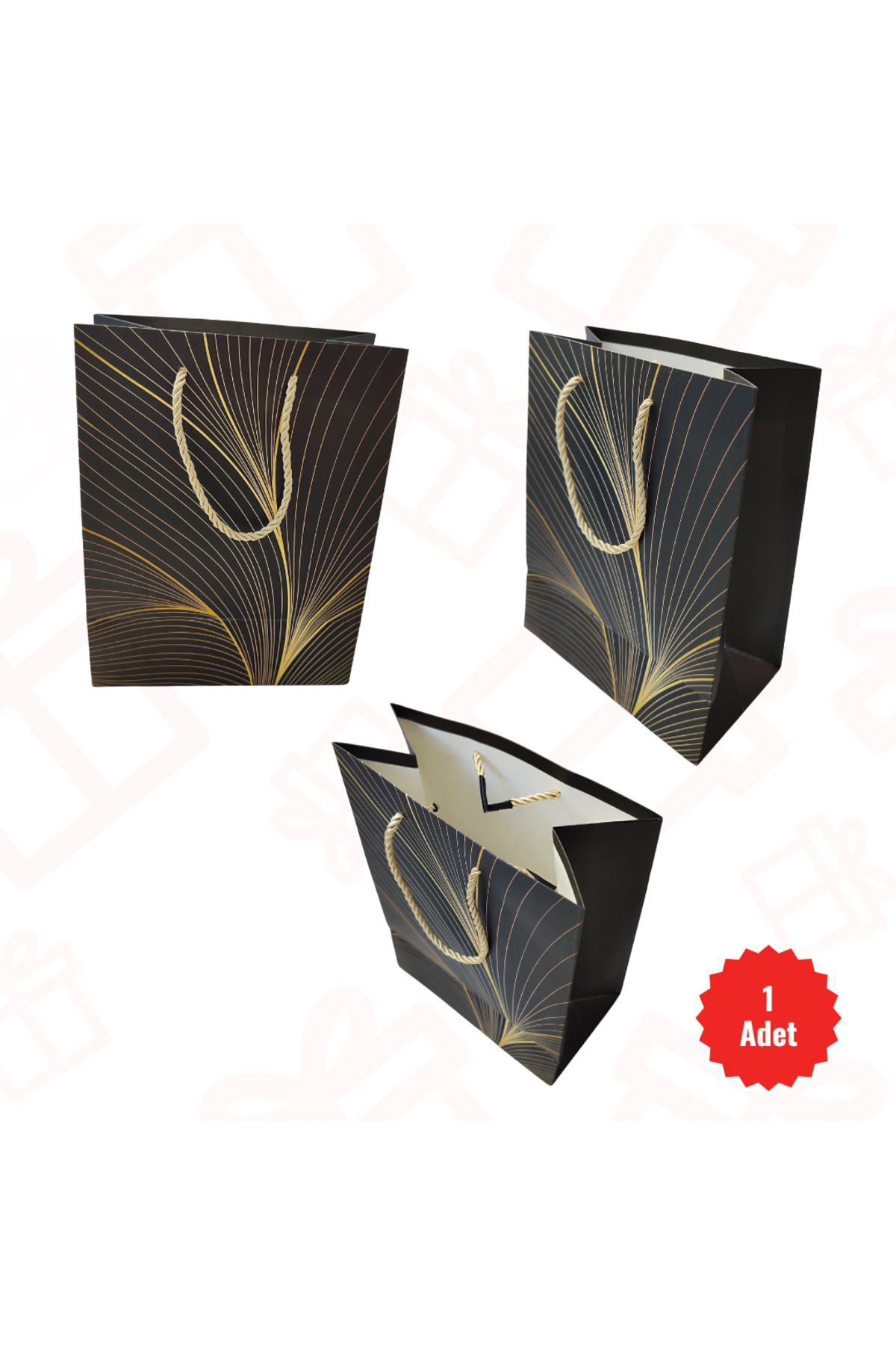 Tutku 1 Buc Negru, Elegant, Pungă Cadou Din Carton Aurit (23 Cm X 18 Cm) Pungă Cadou, Cadou - One Size