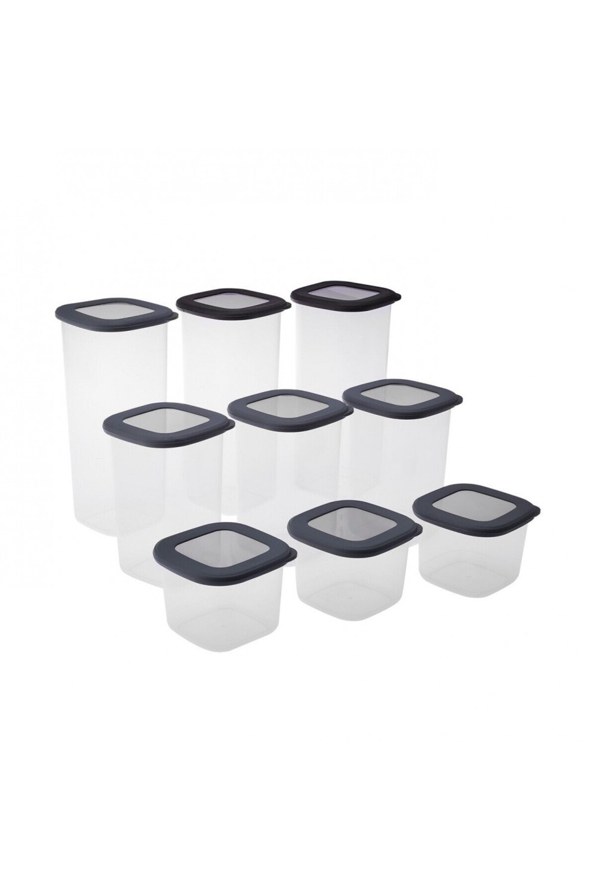 Karaca Set De Containere De Depozitare Rise, 9 Piese, Antratic - One Size