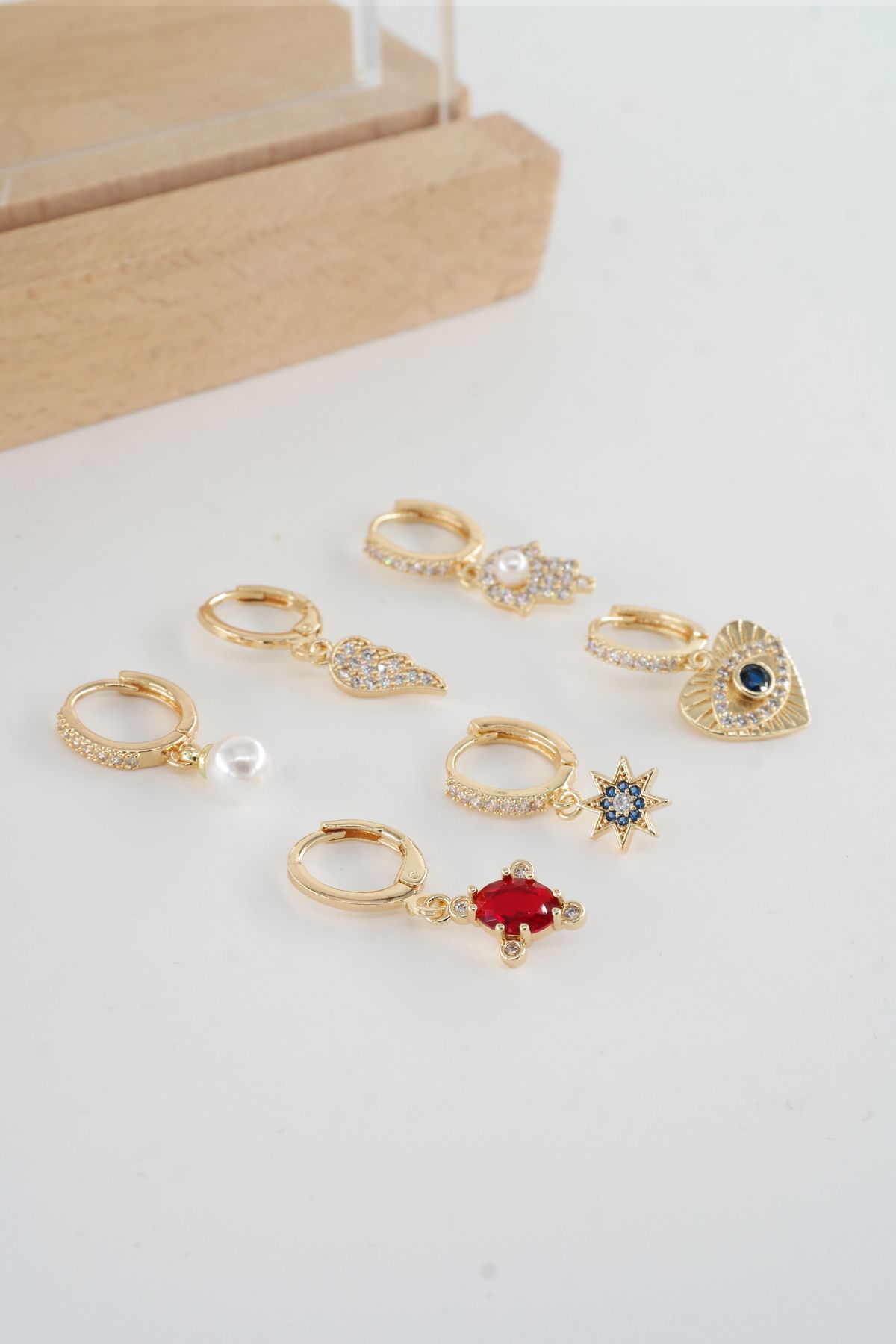 ARTEMİSİA-Women's Vip Series Antiallergenic Mixed Figured Zircon Stone 6-Piece Earring Set 3